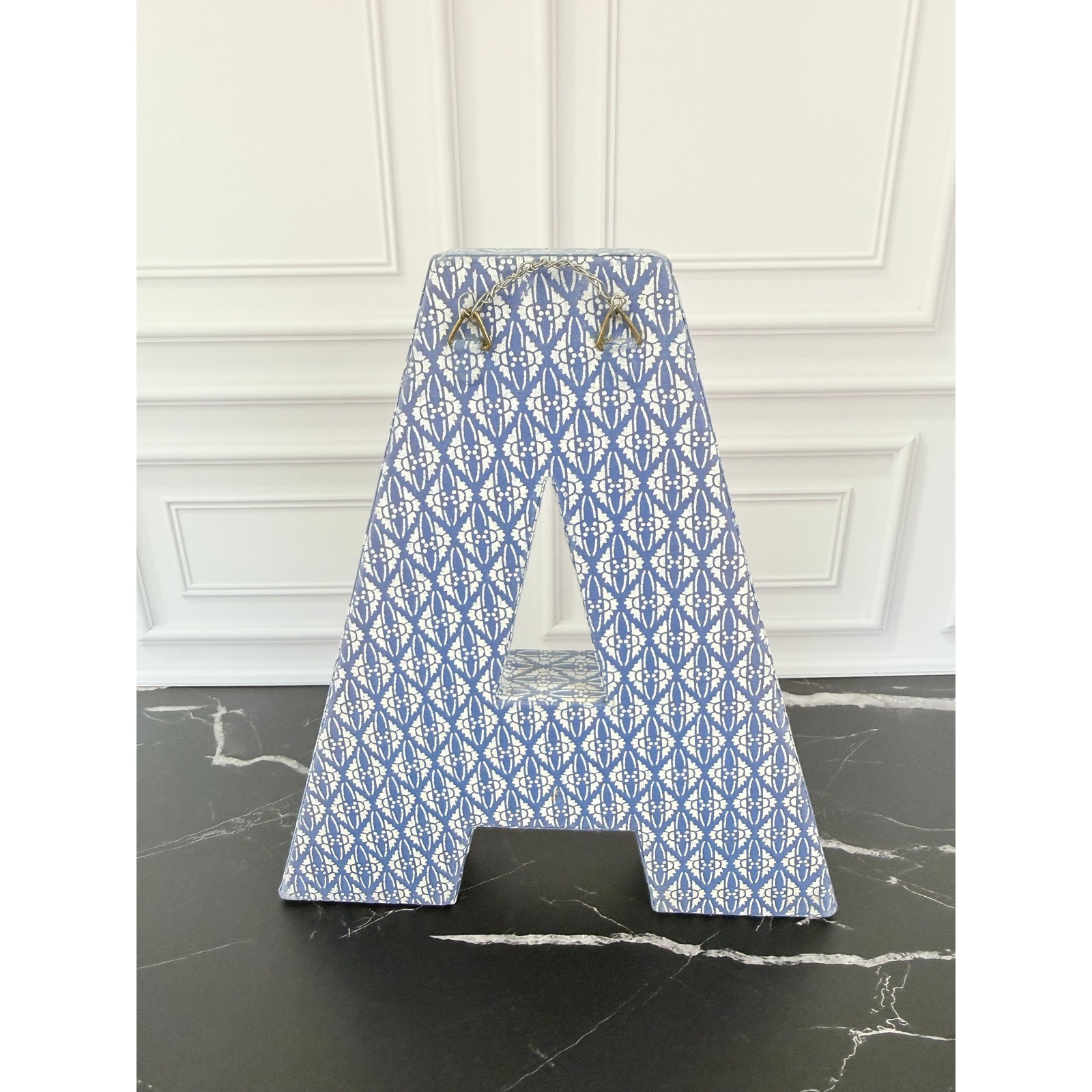 Anthropologie Green Floral 9″ Tall Fabric Letter “A”