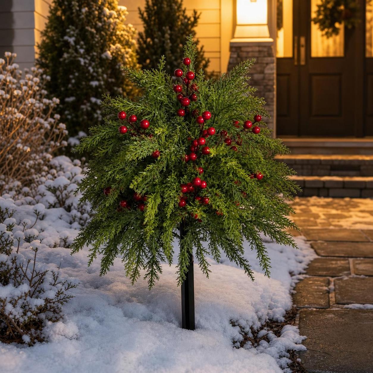Christmas Tree Outdoor Artificial with Ground Stake, for Entryway – for Patio