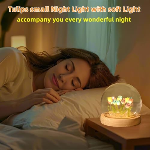 Valentines Day Gifts for Wife Her,Tulip Night Light Cordless Small Multicolor
