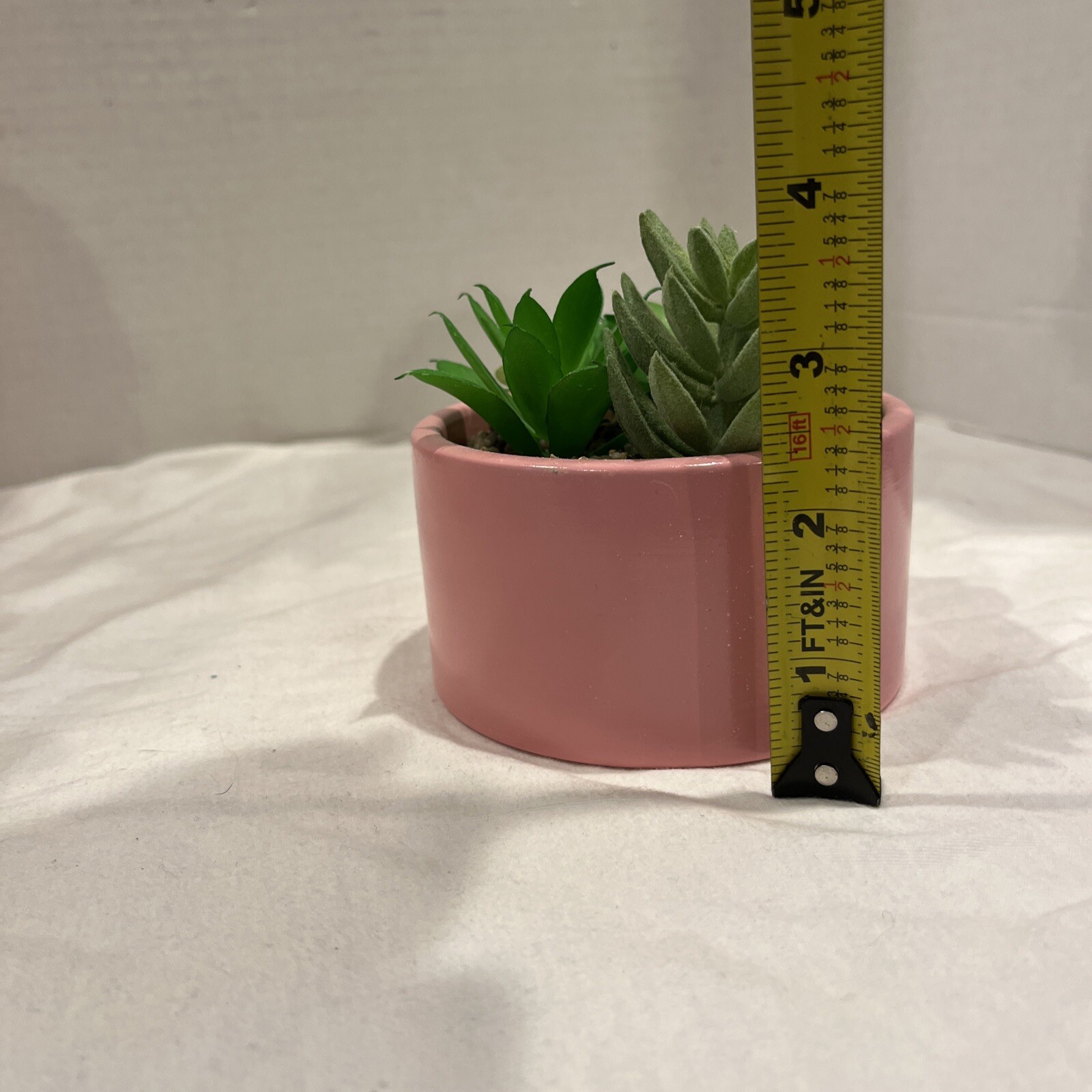Pink Pot with Faux Succulents Home Decor Plants