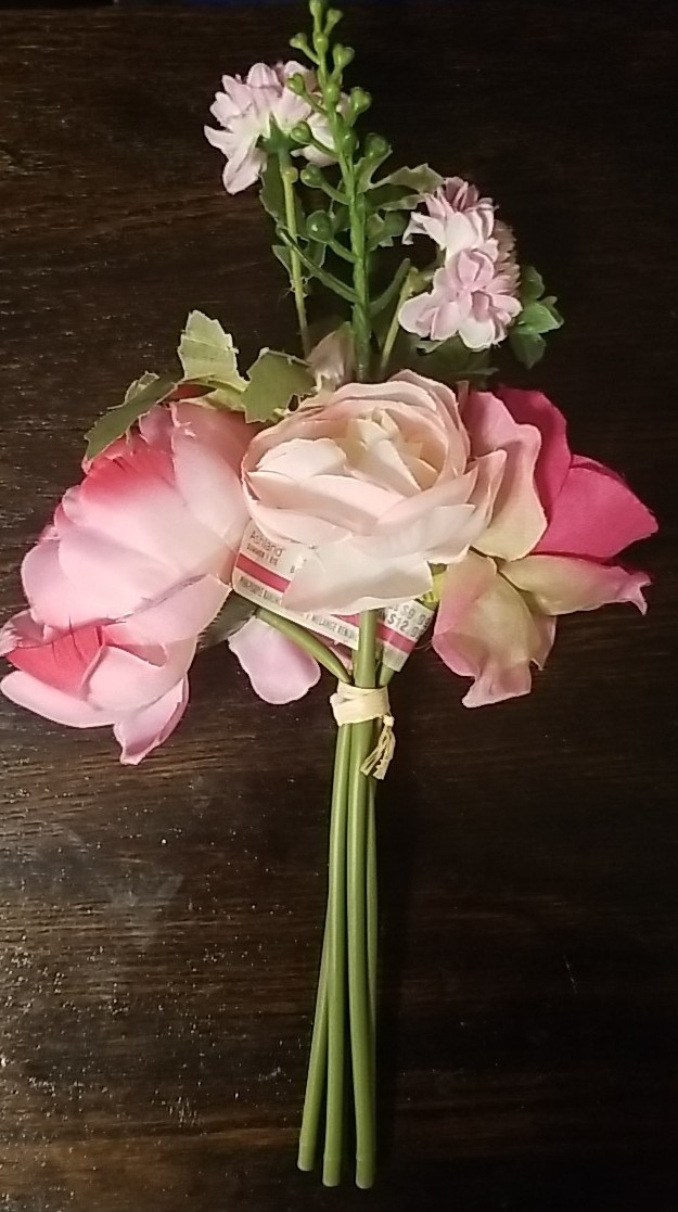Plastic Flower Stem Bouquet Decoration Art Pink/Purple Ranunculus Set Ashland