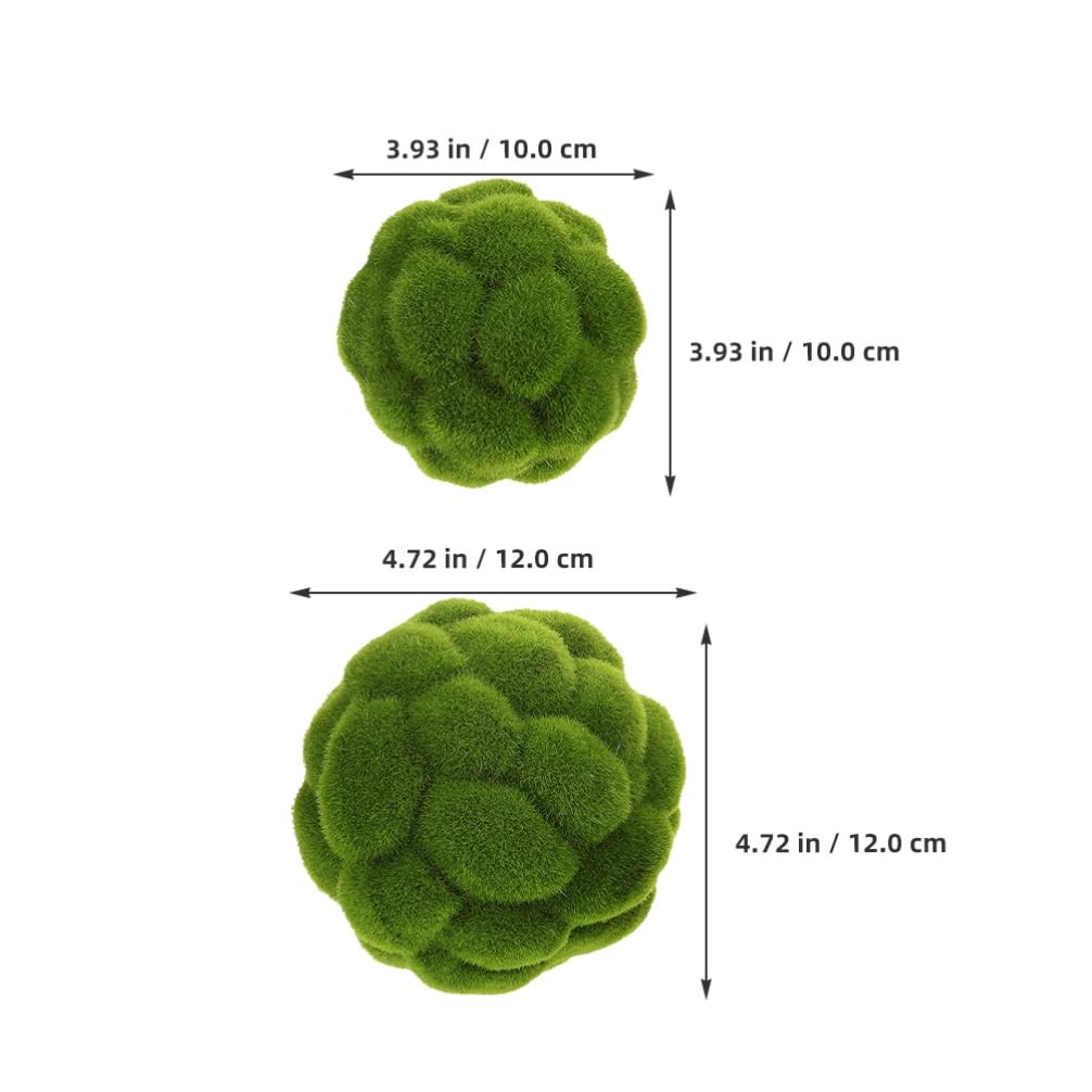 4 PCS 4.7 Inch Faux Moss Balls Simulated Greenery Spheres Hanging Rope Decor