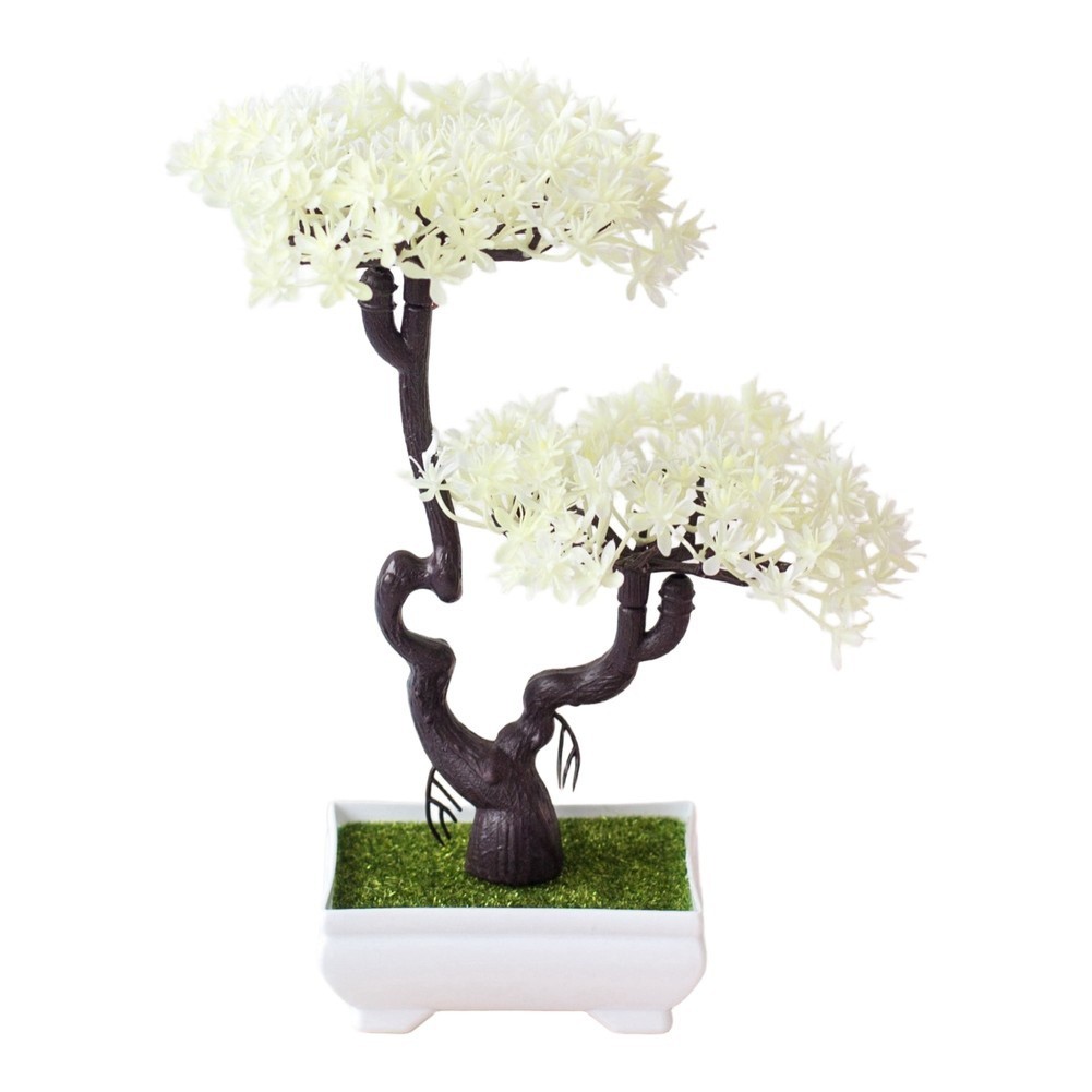 For Desk Decor Artificial Bonsai Faux Tabletop Tree Realistic Look Silk for