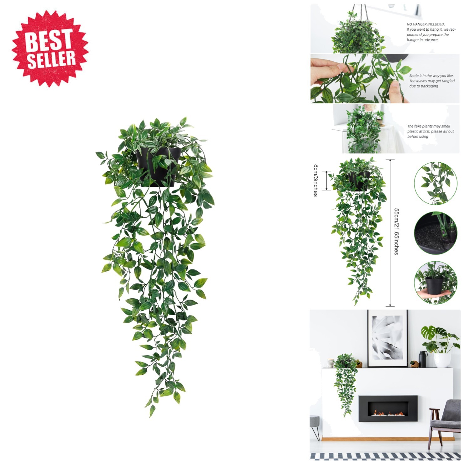 Low-Maintenance Artificial Hanging Plant – Indoor/Outdoor – Decorate with Style