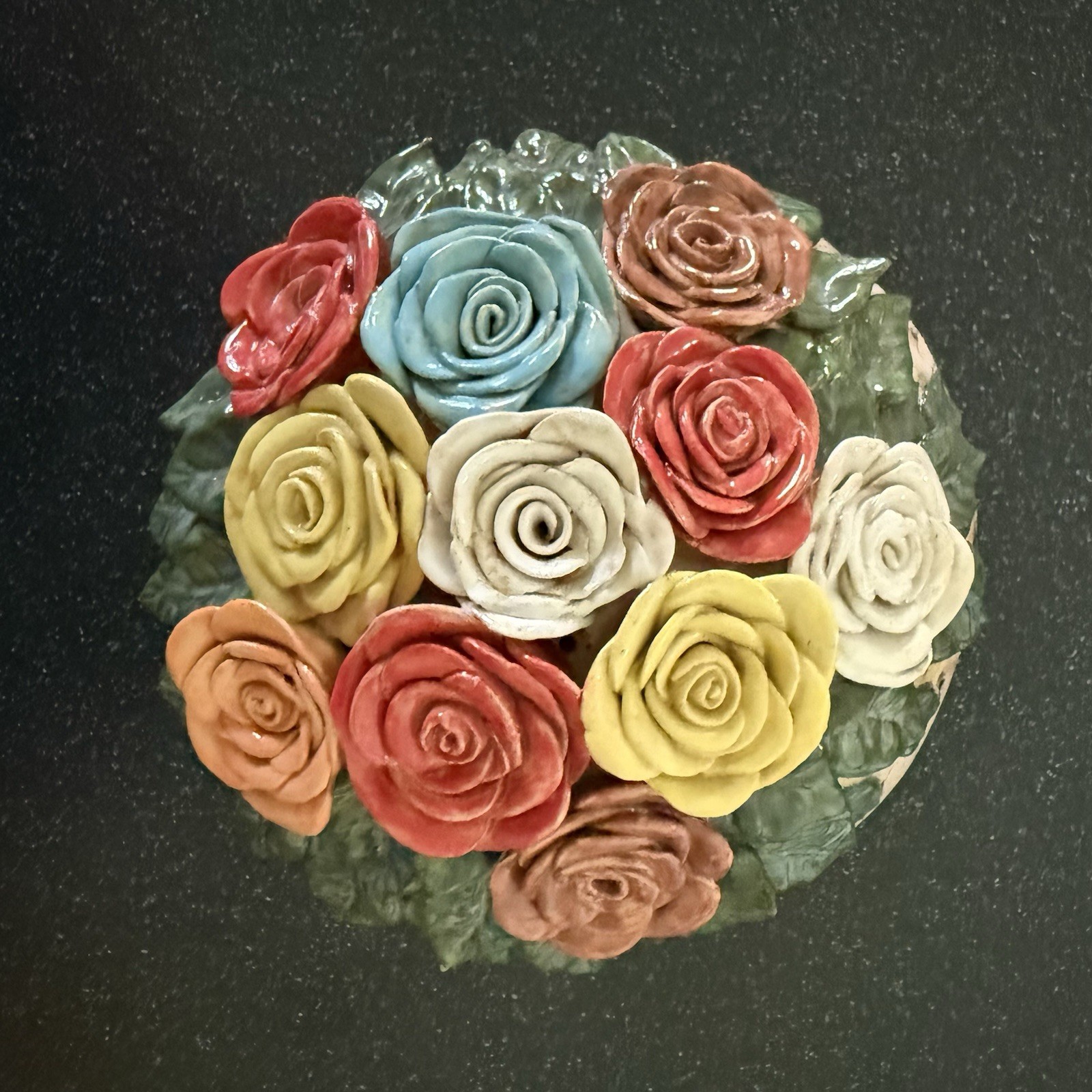 Hand-Made Ceramic Flower Bouquet Garden Ball with Drip Glaze