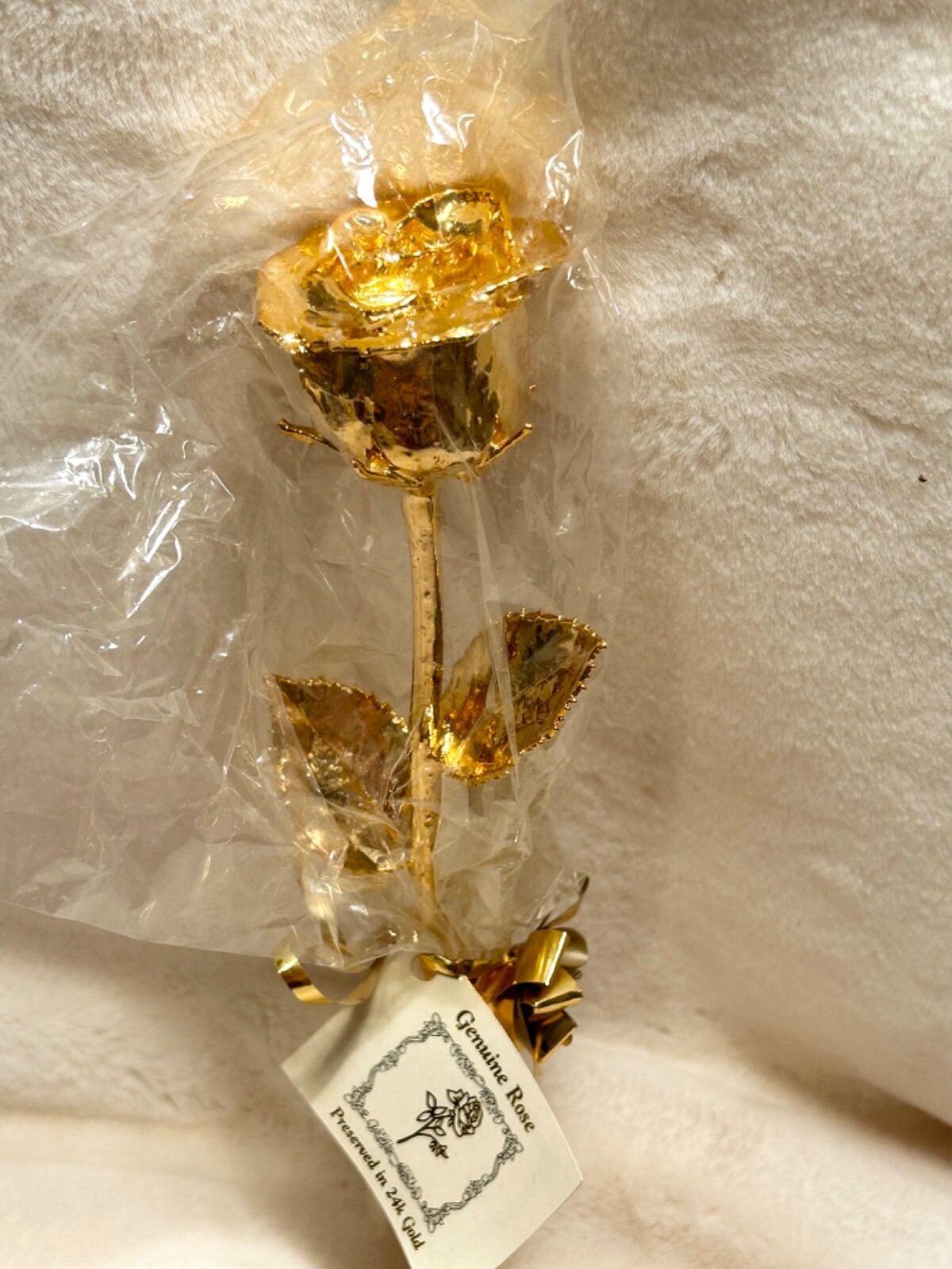 24 Karat Gold Dipped Real Rose Preserved in Real Gold With Original Box