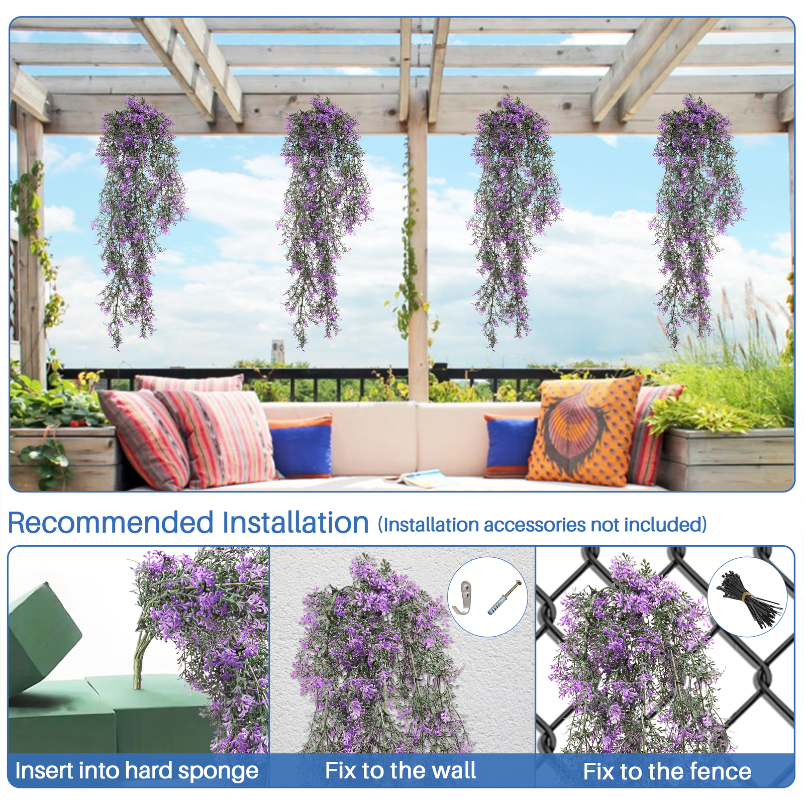 Artificial Hanging Garland Wisteria Vine With Wire Branches Wedding Home Decor