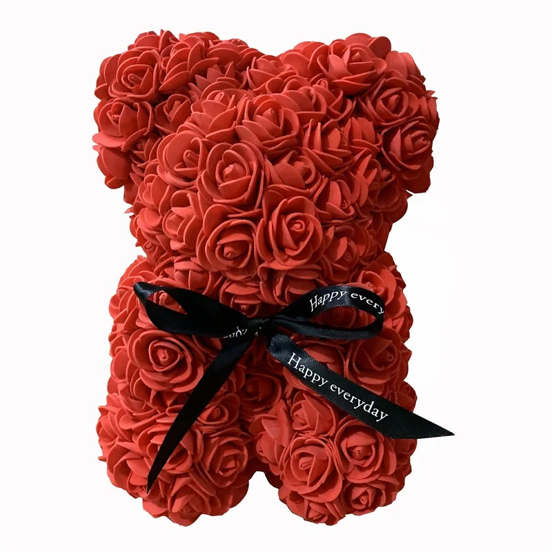 1pcs 25cm Rose Bear Artificial Foam Rose Flower Teddy Bear Valentines Day Gift B