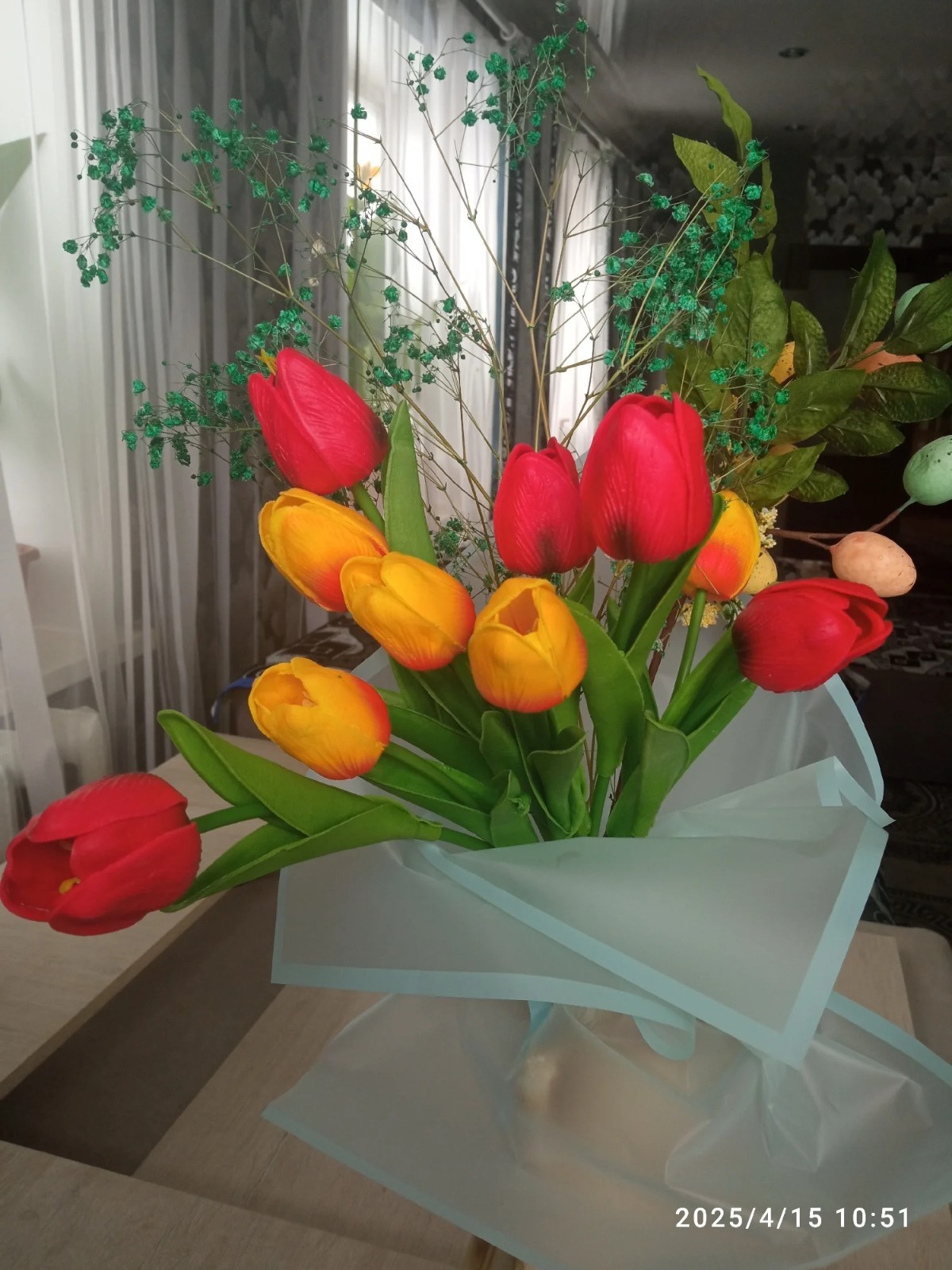 3/5PCS Real Touch Tulip Bouquet Artificial Flowers Wedding Home Decor Gift