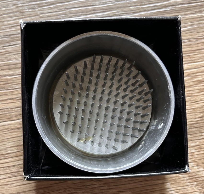 Crate & Barrel Flower Floral Arranger 2.5 Inch Round Spiked Aluminum Frog