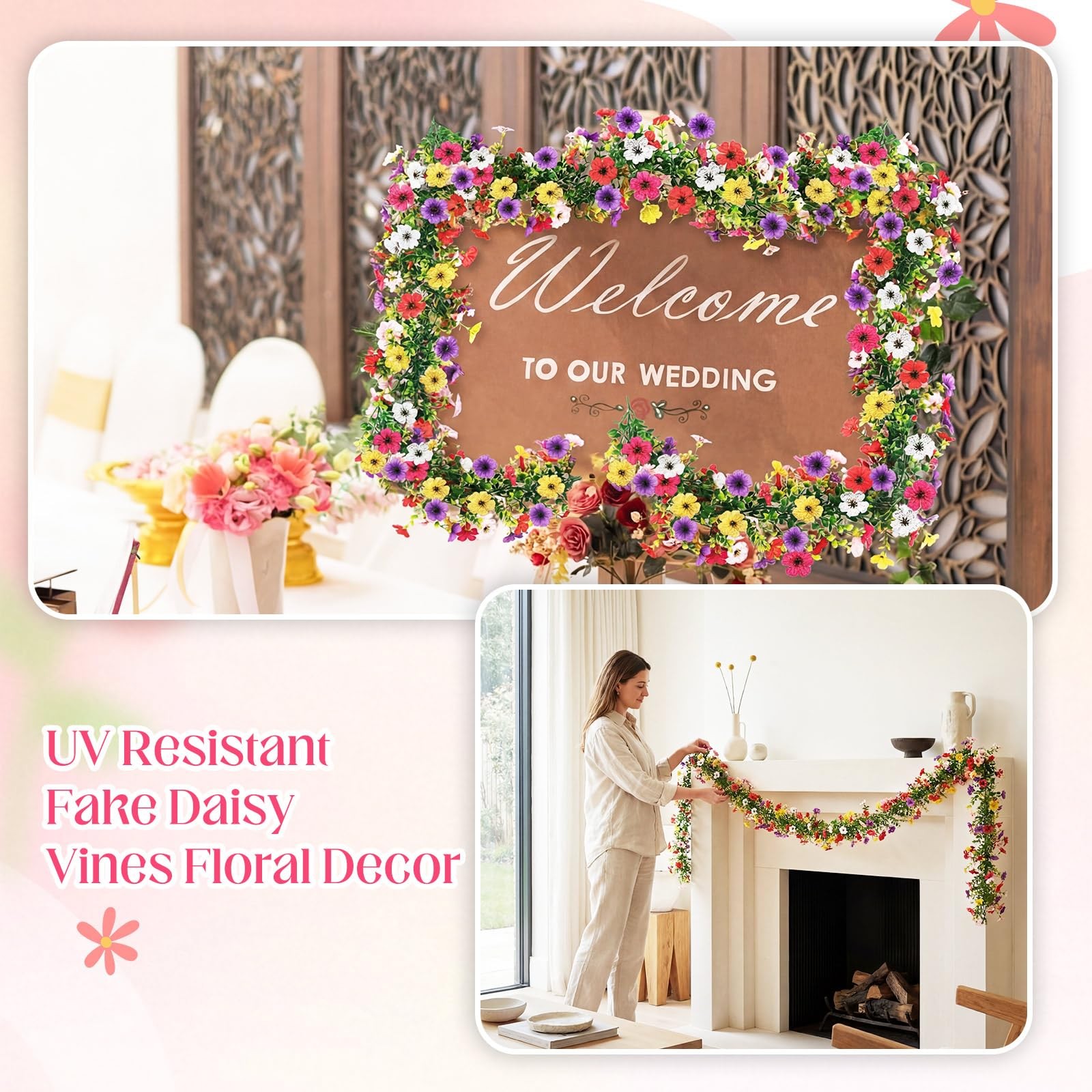 2 Pcs 6 ft Artificial Flowers Wisteria Garland Fake Hanging Wisteria Flowers …