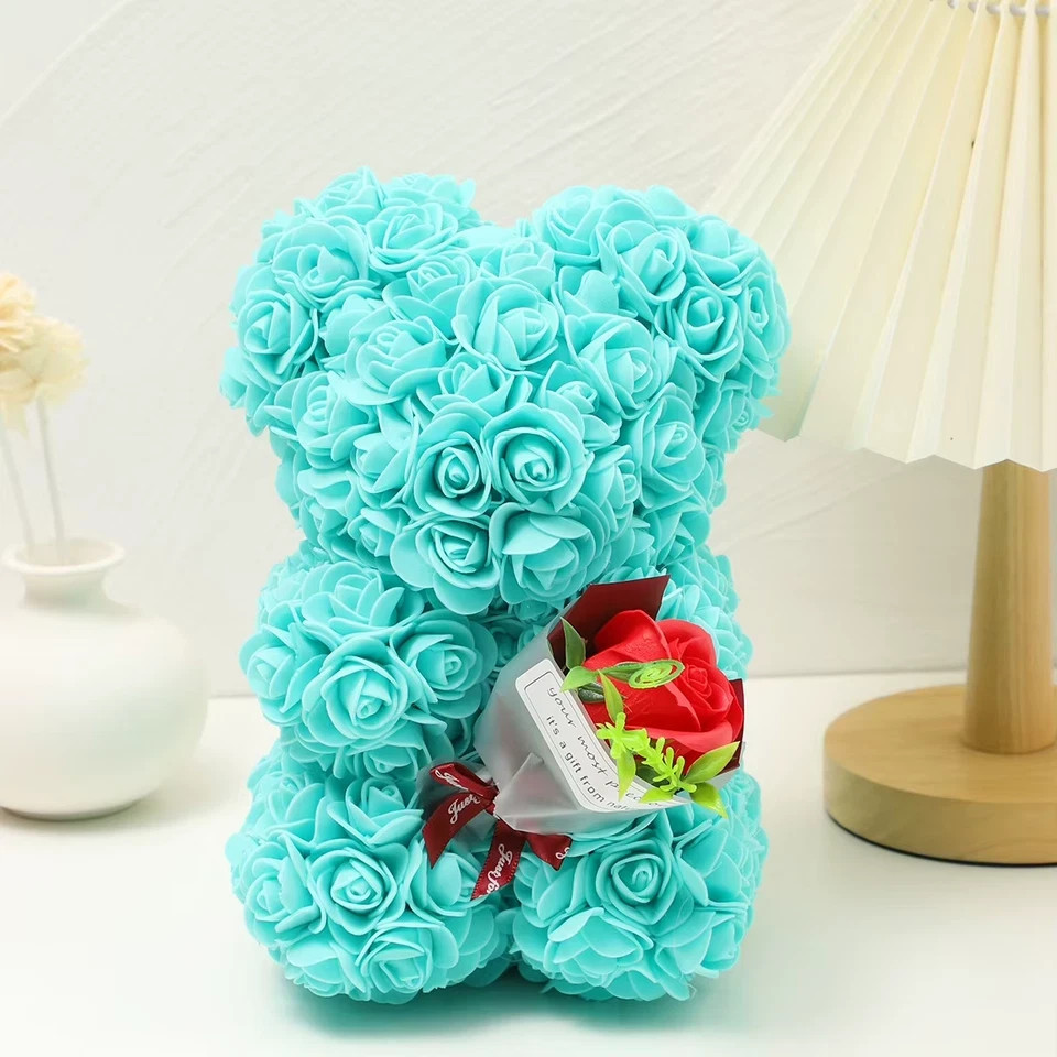 Foam Rose Teddy Bear Carry Bouquet. Ideal for Weddings, Mother’S Day, Thank You