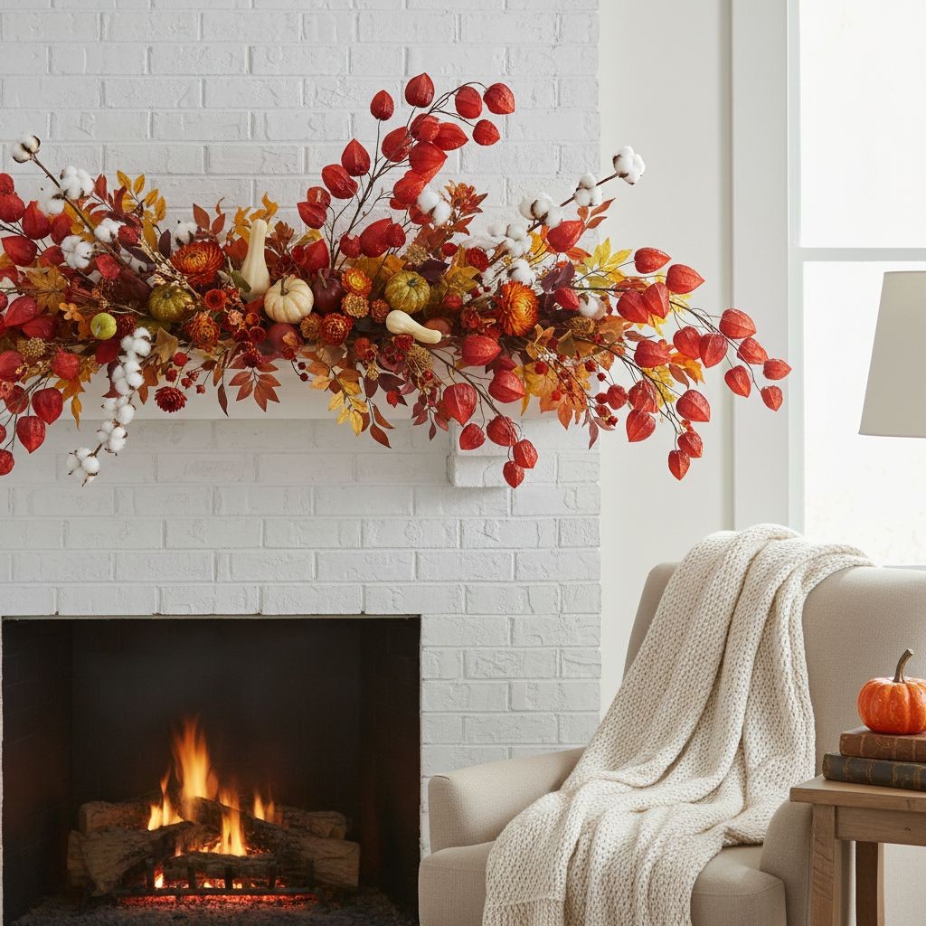 Red Burgundy Chinese Lantern Stems Faux Fall Branches Artificial Physalis 36 Inc