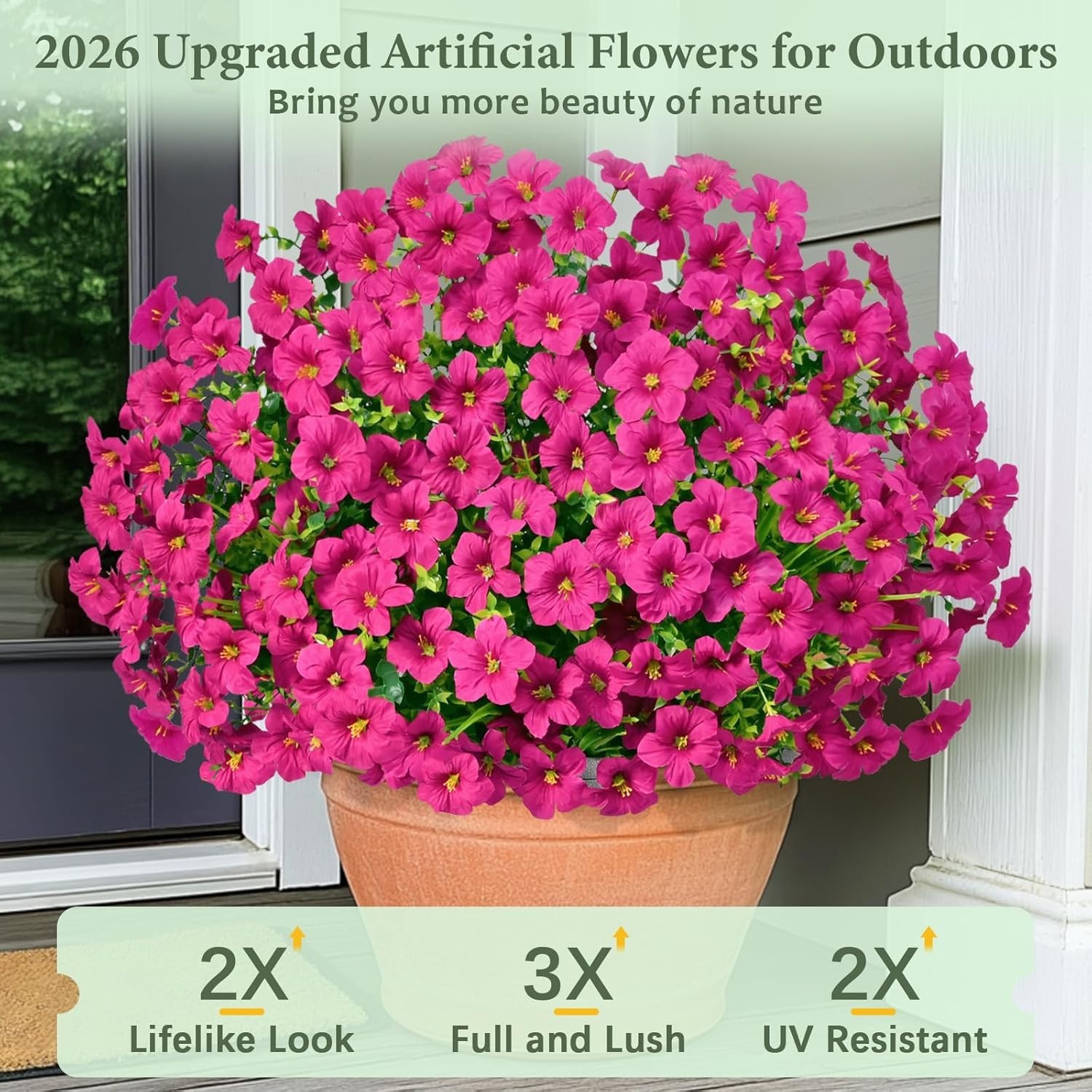 Artificial Flowers for Outdoors 12 Bundles Artificial Petunias Fake Flowers UV R