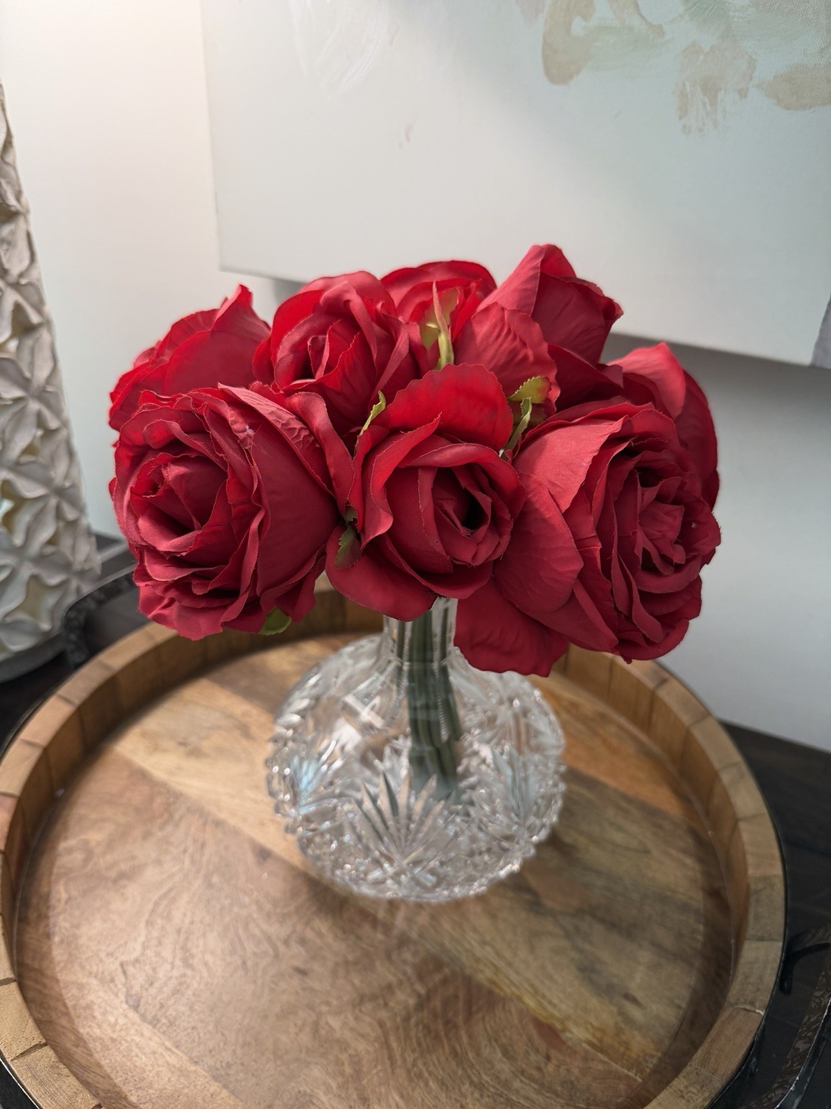 Faux Red Roses Flowers Only (Vase Not Included) Bouquet Arrangement 11″H X 11″W