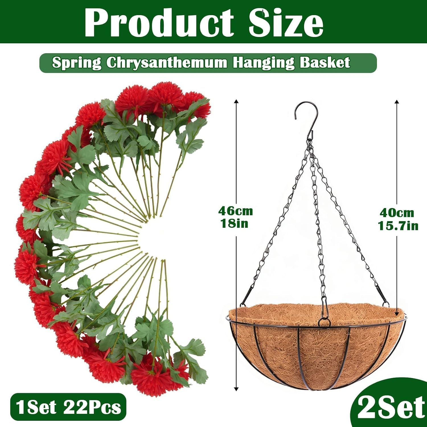 Artificial Red Begonia Flowers – 44 Bundles for Outdoor Hanging Baskets