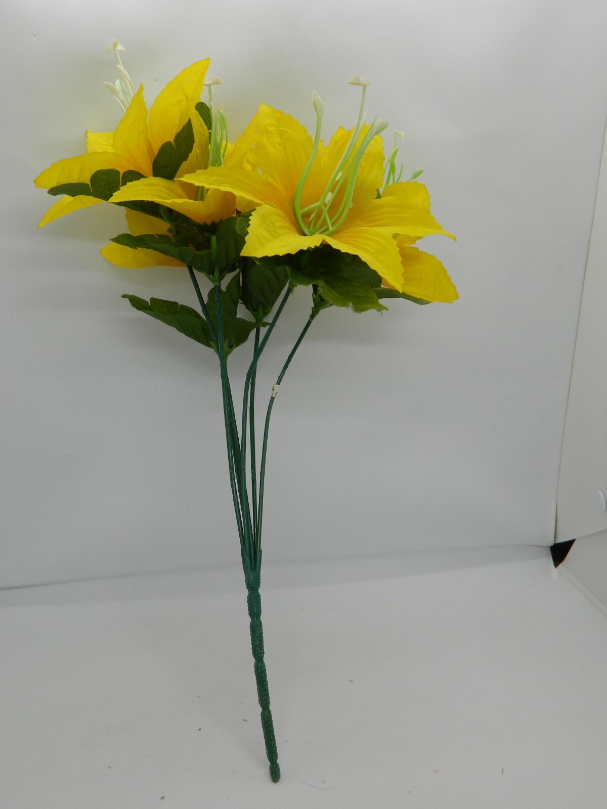 7 Piece Orange & Yellow Faux Flower Bouquet Bunch Mixed Assorted Vintage 13-14″