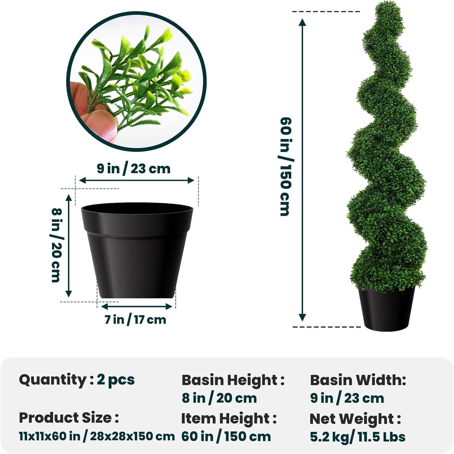 3′ Boxwood Artificial Topiary Tree 2 Pcs Faux Plant w/ Replaceable Leaves Decor