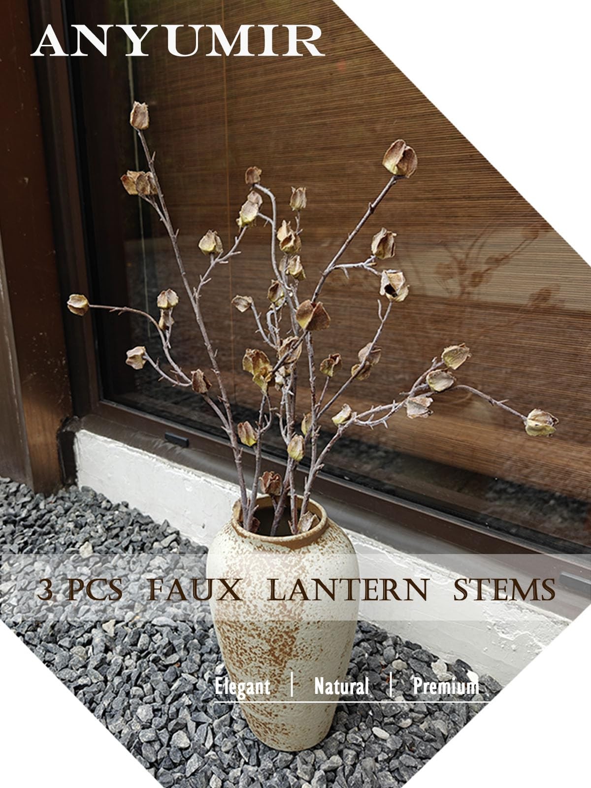 3Pcs Realistic Faux Stems for Tall Vases, 35.4 Inch Bendable Brown Branches w…
