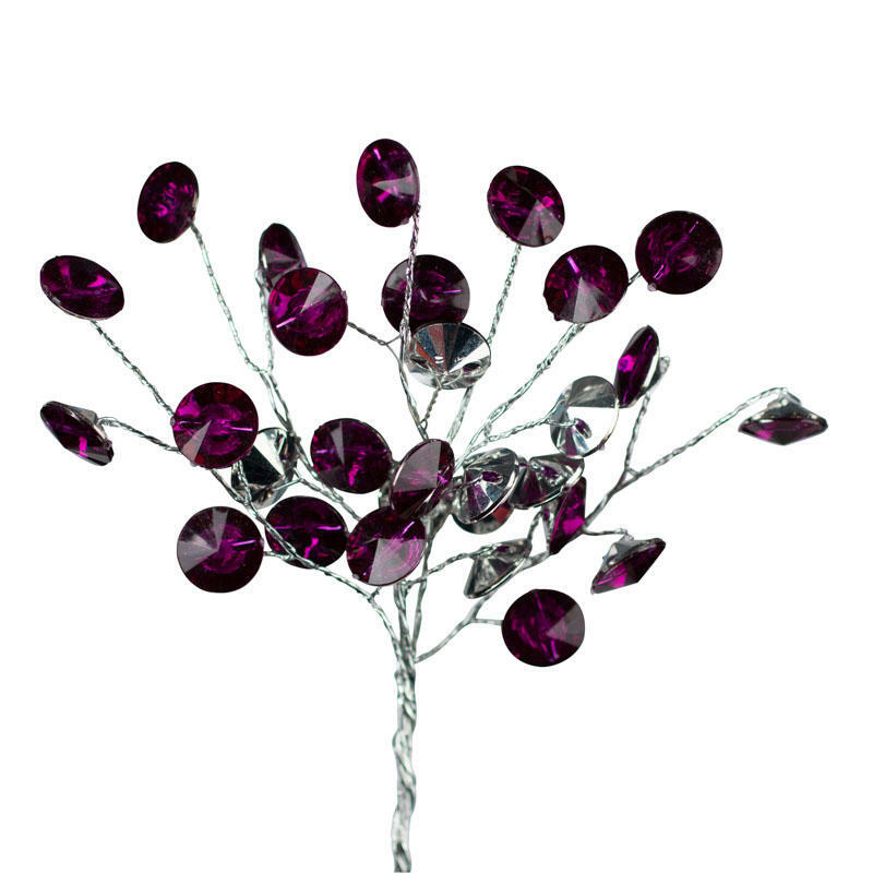 Purple Rhinestone Crystal Flower Sprays | 2 Sprays