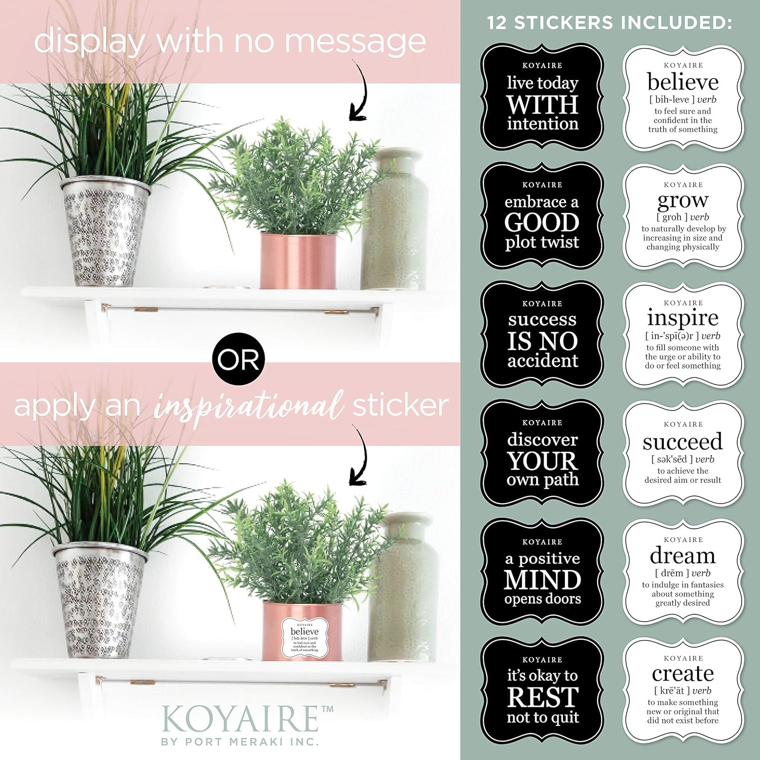 3 Motivational Faux Plants for Desk – Rose Gold Decor for Office – Small Home Ac