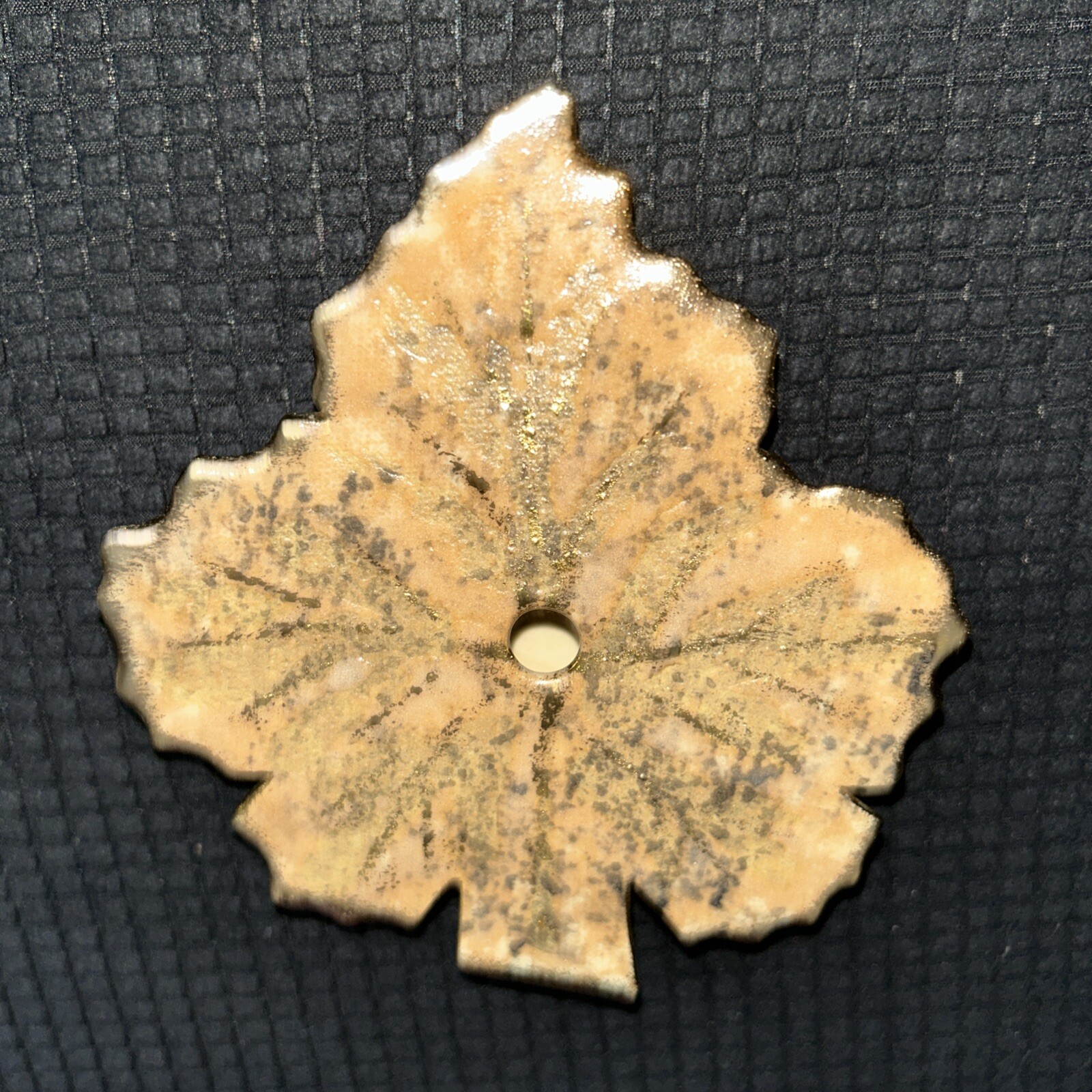 Maple Leaf Ceramic And Gold Leaf Flower Frog