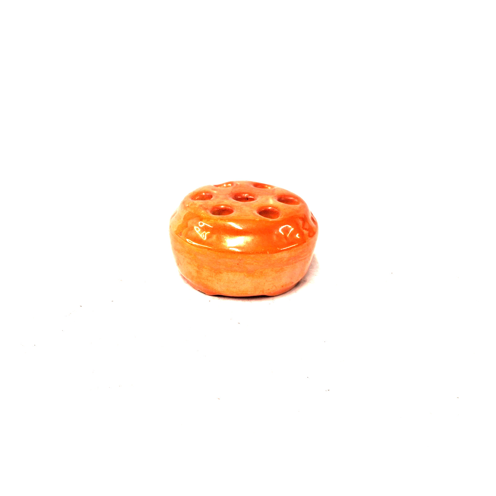 Vintage Orange Ceramic Flower Frog Floral Arrangement Holder Ikebana Vase Insert
