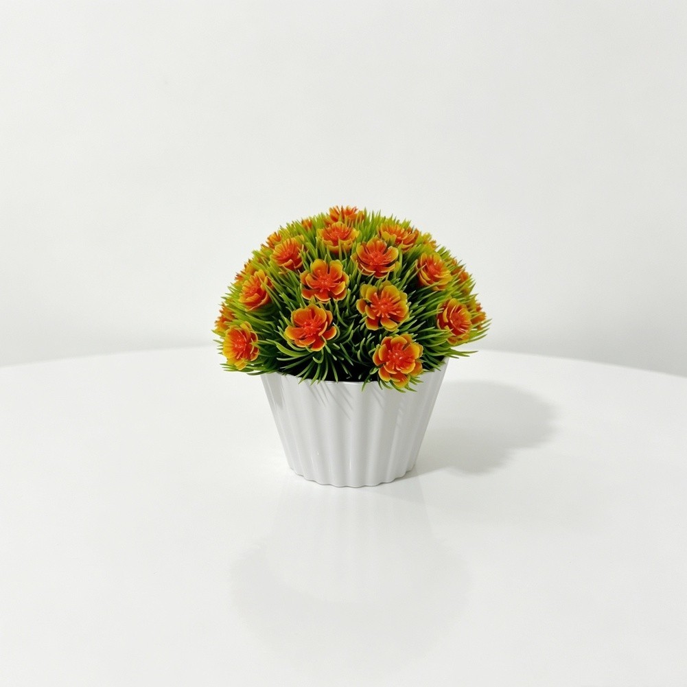 12 cm Tall Artificial Phalaenopsis Orchid in Round Pot for Indoor Decor