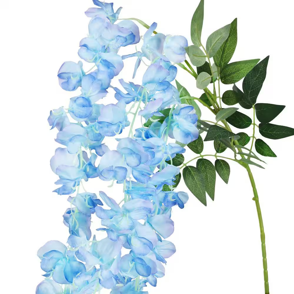 66 In. Blue Artificial Hanging Wisteria Flower Stem Spray (Set of 2)