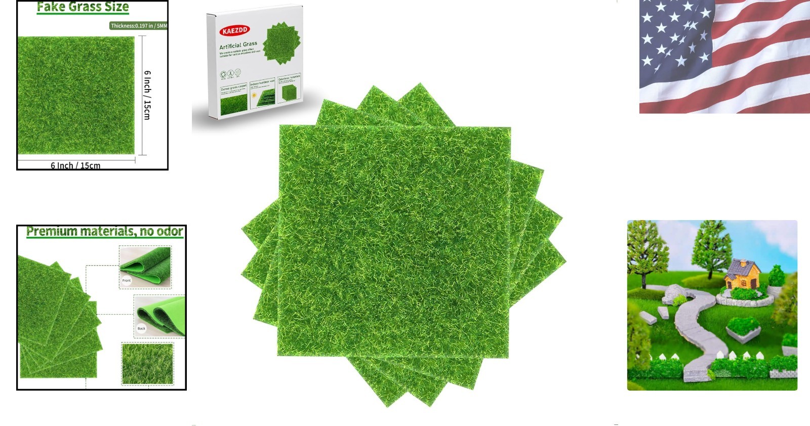 Realistic 6×6 Inch Artificial Grass Tiles – Perfect for Fairy Gardens & More
