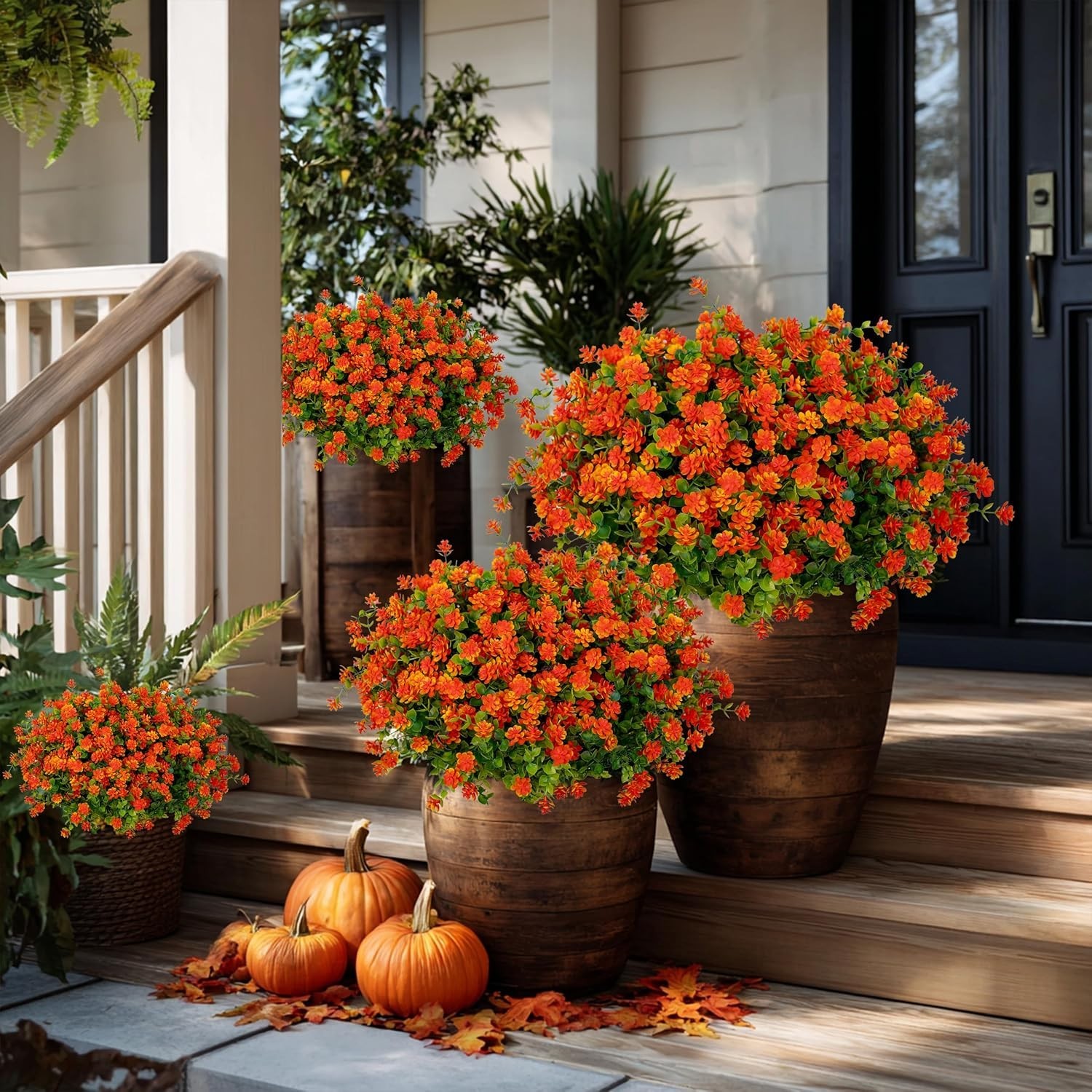 No-Fade 12 Bundles of Artificial Mums – Perfect for -Round Outdoor Decor
