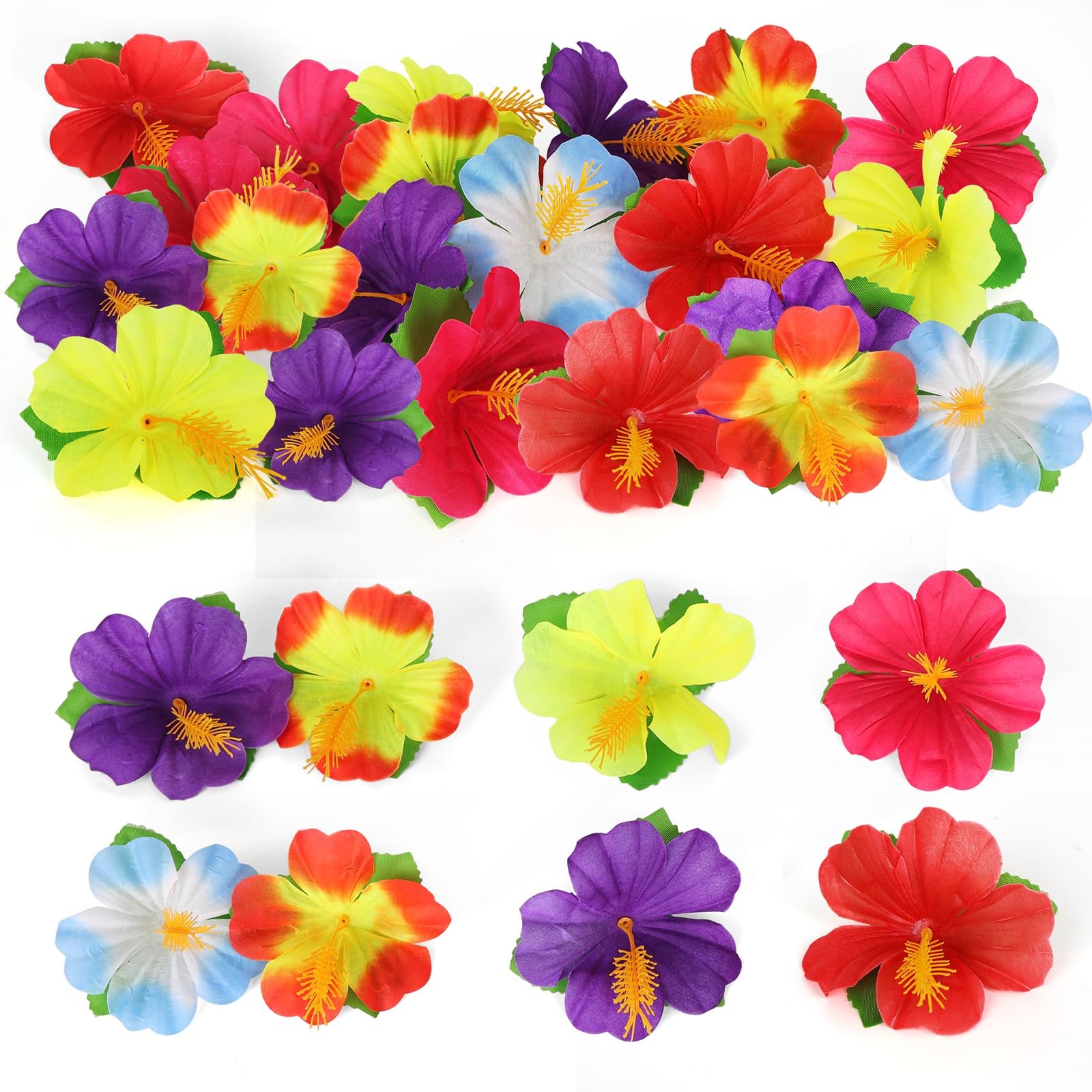 Artificial Hibiscus Flowers, 6 Colors Tropical Decor Hawaiian Flowers Decorat…