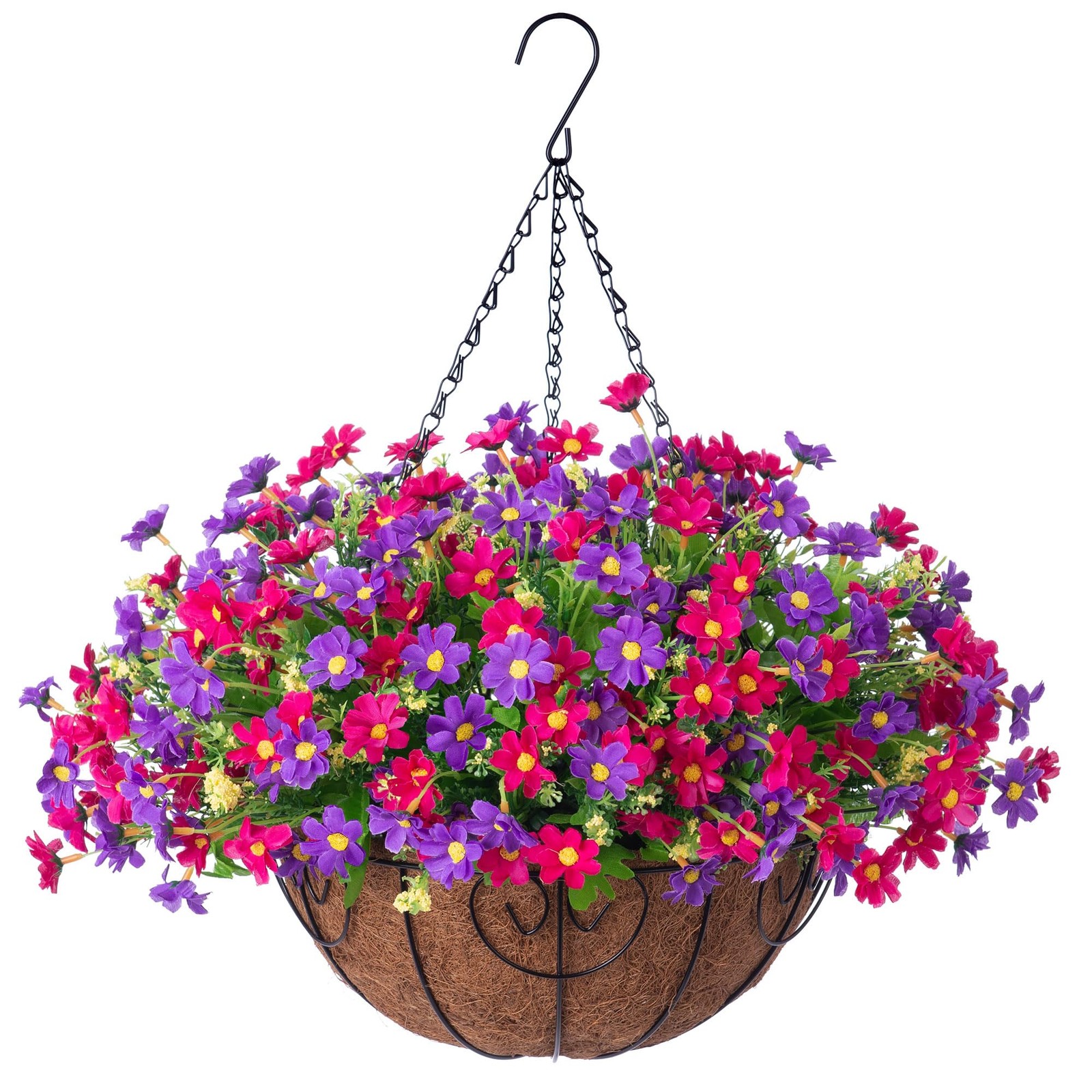 Artificial Hanging Flowers Basket for Patio Garden Porch Deck Spring Summer D…