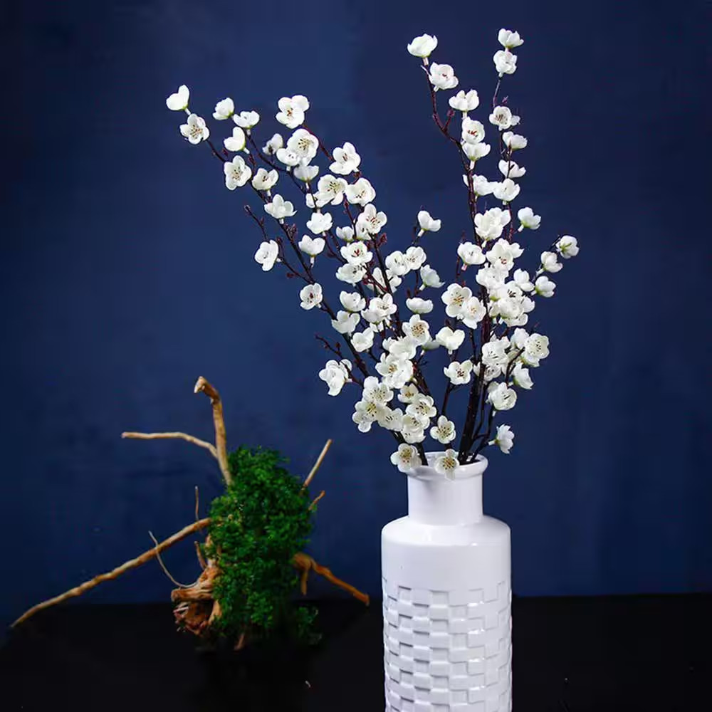 5-Pcs Artificial Plum Blossom Fake Wintersweet Long Stem Plastic Flowers Home Ho