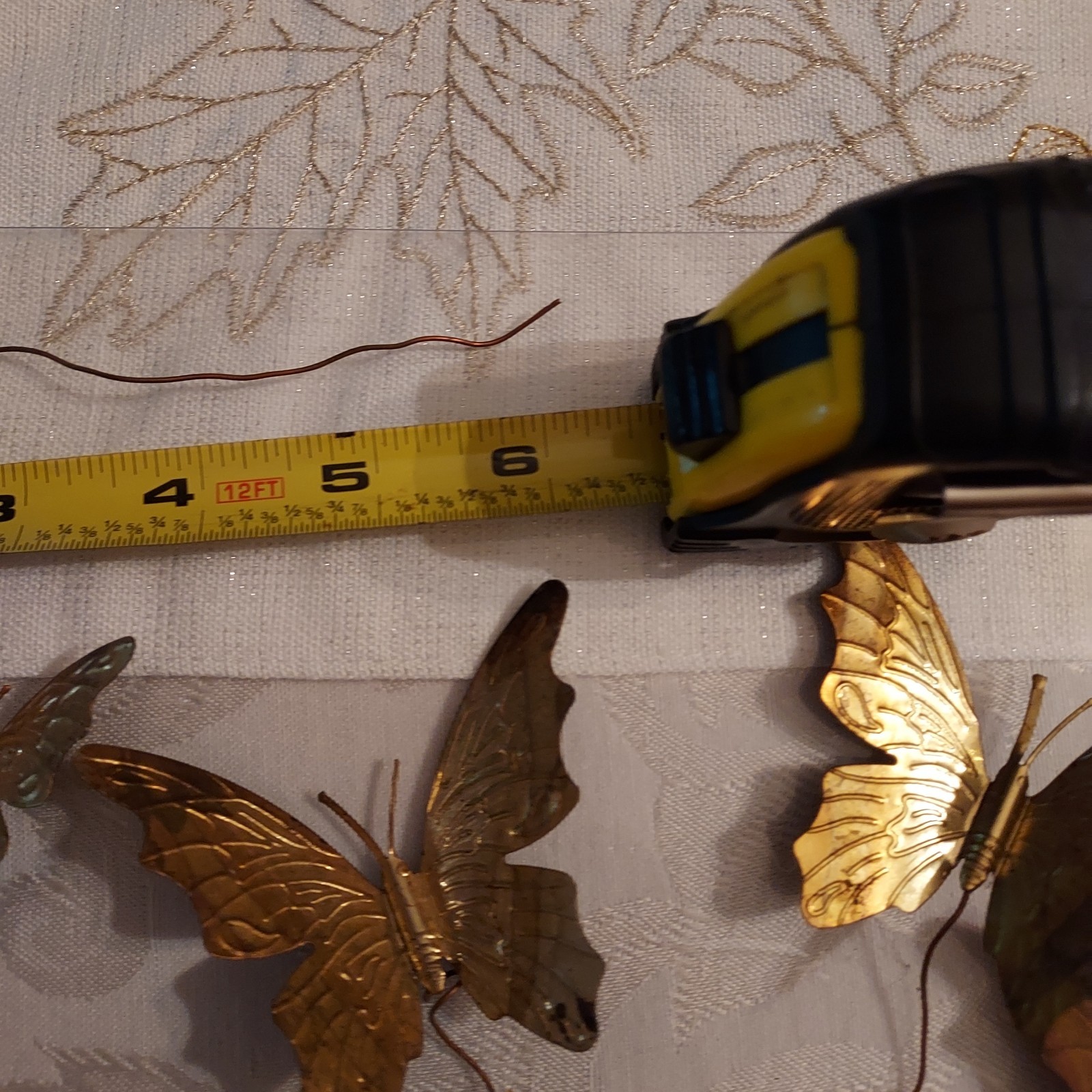 Vintage Gold Brass Color Metal Butterfly Wired Tie Ons Floral Decor Qty of 12