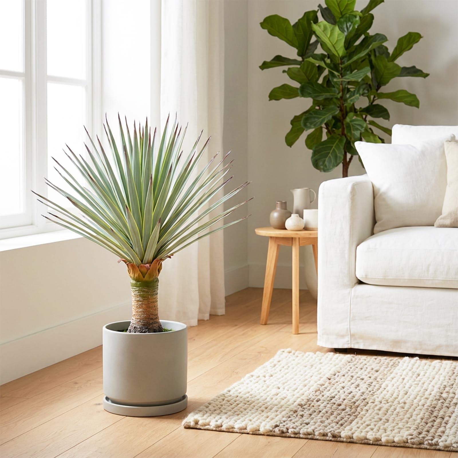 Best 17.7inch Artificial Agave Plant with 100 Leaves Faux Floor Large Fake Black