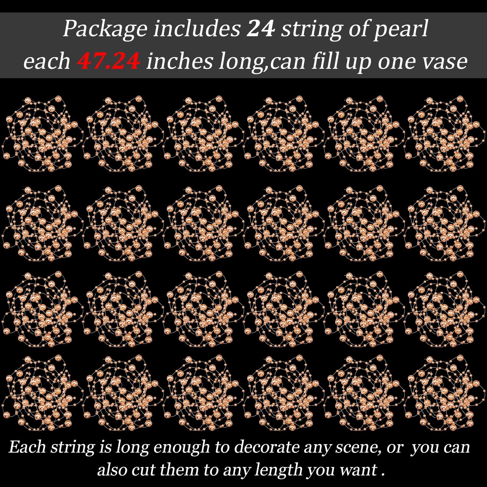 Artificial pearl bead garland floating candle vase decor