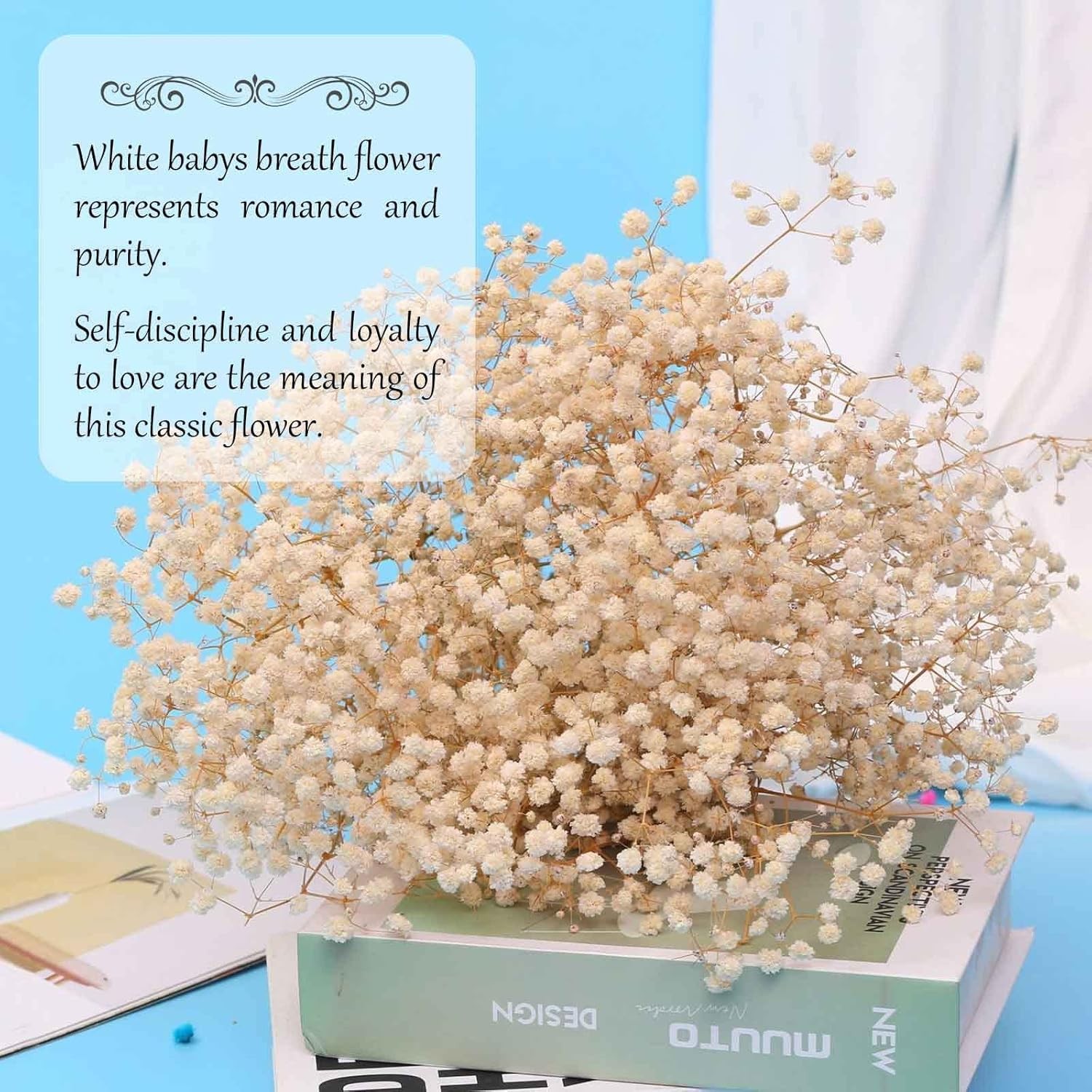 Dried Babys Breath Flowers Bouquet-17 Inch 2500+ Ivory White Dry Flowers,Natural
