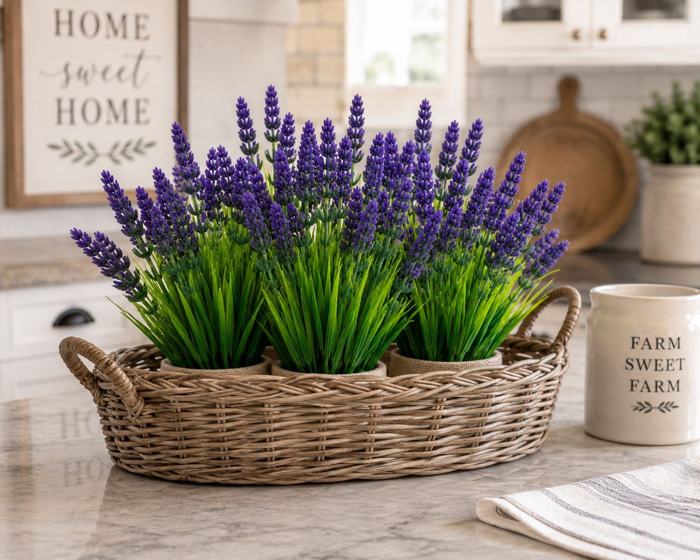 UV Resistant Faux Lavender Bunches Set of 2 Artificial Lavender Flowers Farmhous
