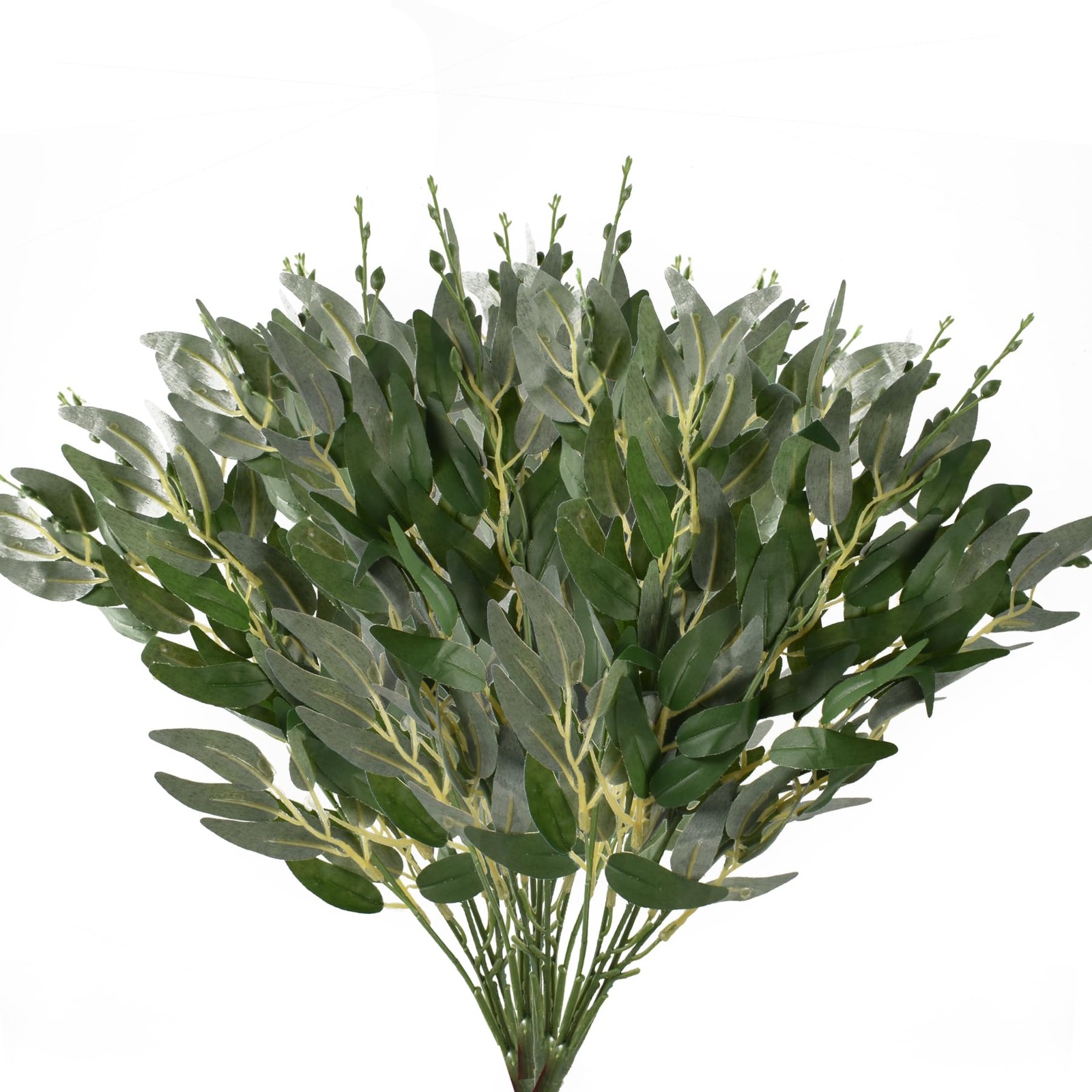 Artificial Italian Ruscus Greenery Stems 4PCS, Faux Green Leaf Willow Leaves …