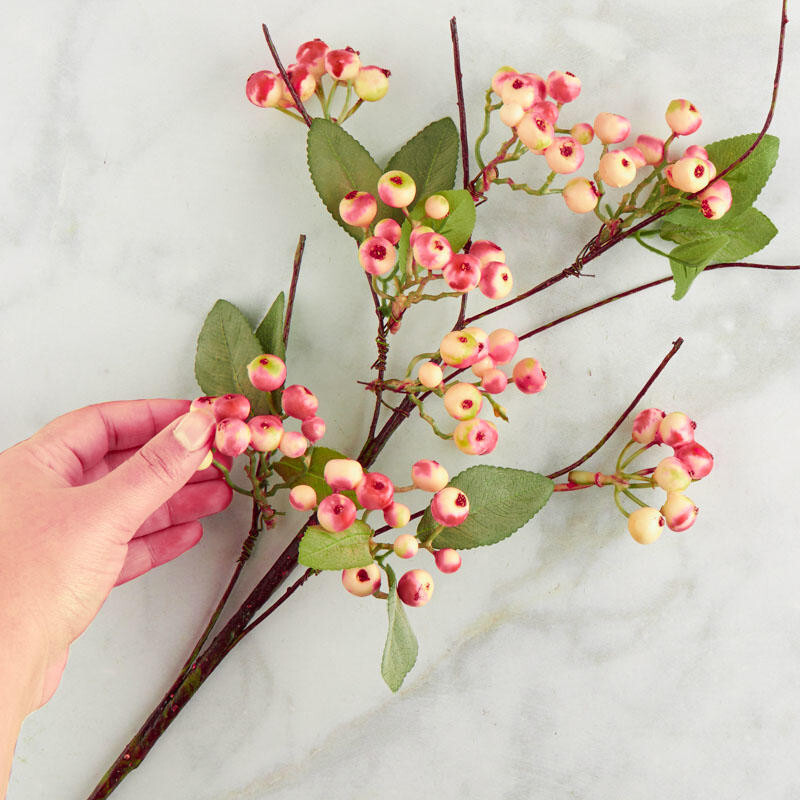 Set of 2 Pink Artificial Hypericum Berry 27″ Floral Sprays