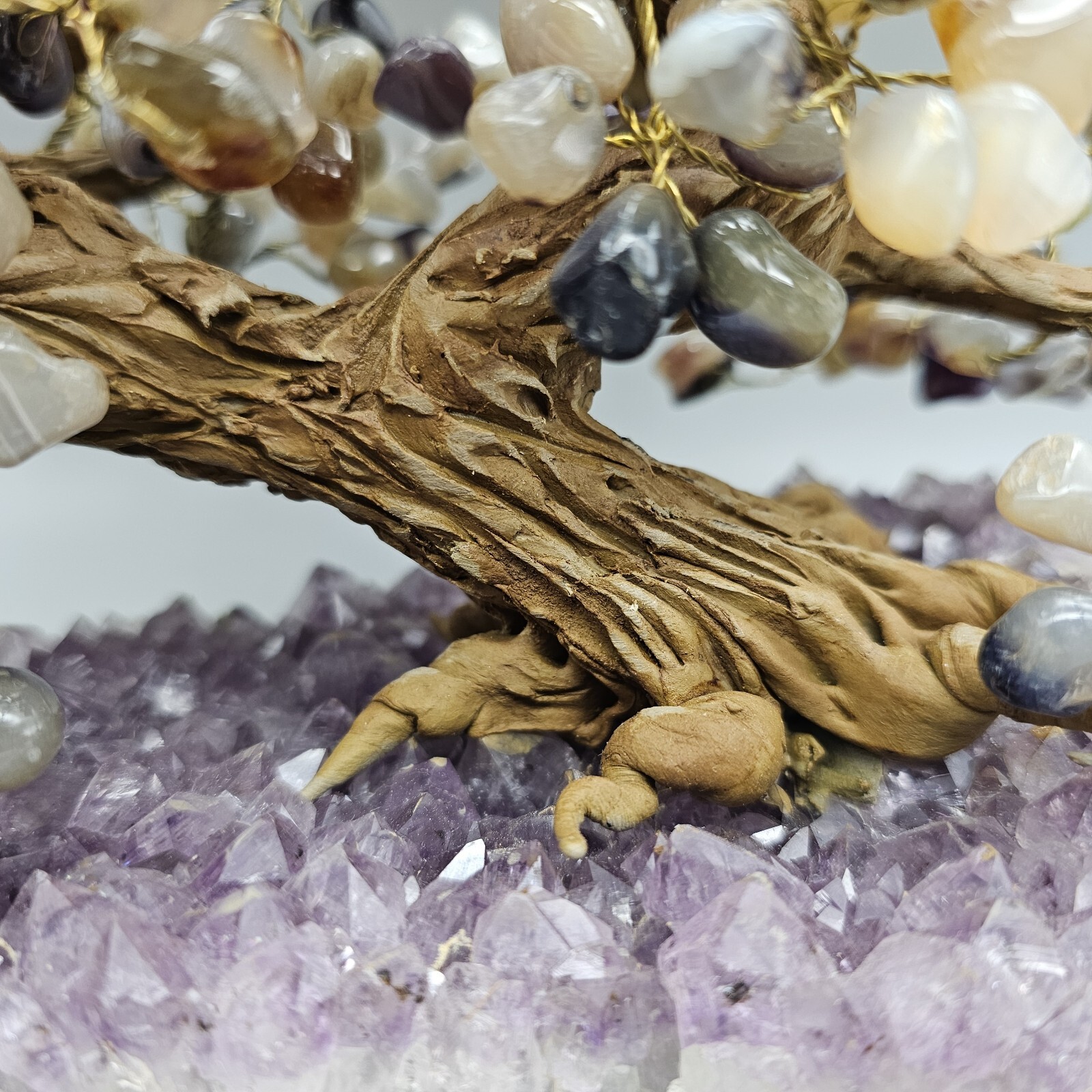 Natural Amethyst Healing Crystal Money Tree on Amethyst Cluster Geode