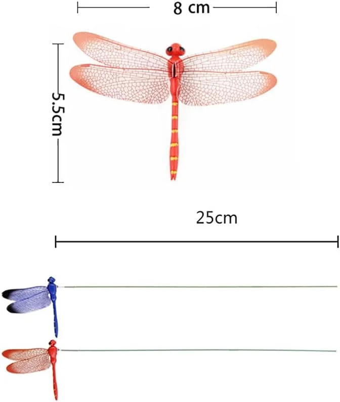 10PCS Metal Dragonfly Garden Stakes Colorful Plant Yard Decor Lawn Patio Art
