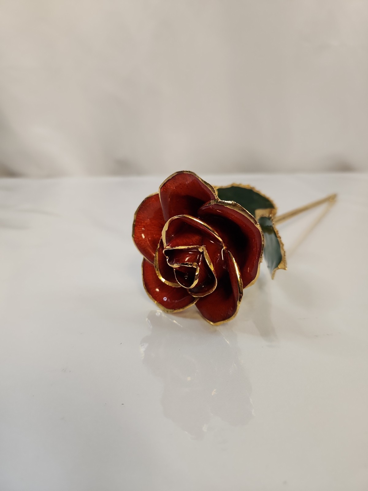Lovely Red Rose with Gold Accents