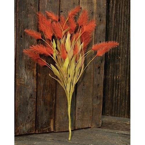 New Primitive Rustic FALL ORANGE DOG TAIL GRASS STEM Bush Pick Spray Branch