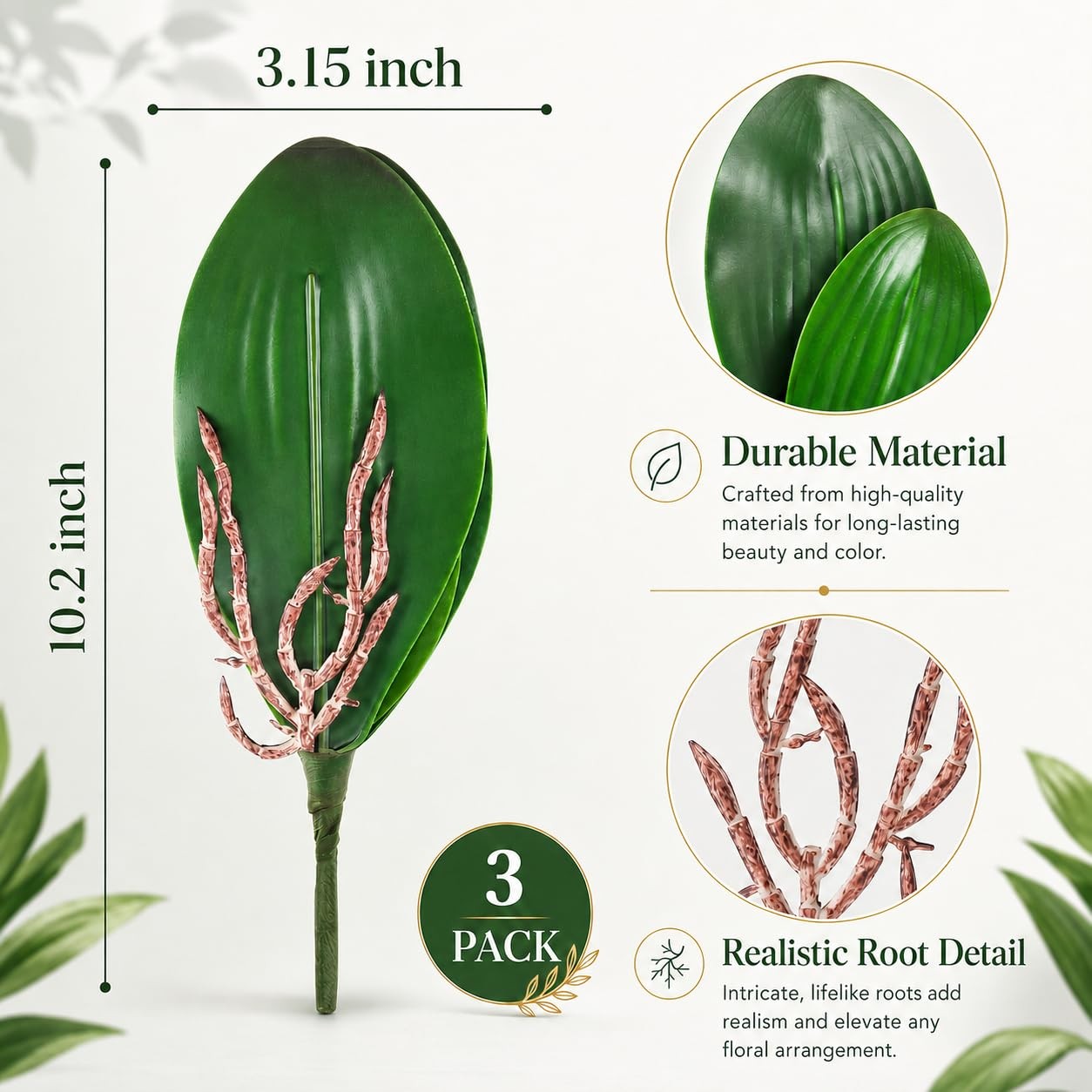 Fake Orchids 3 Pack Artificial Orchid Leaves Faux Greenery Stems for Vase She…