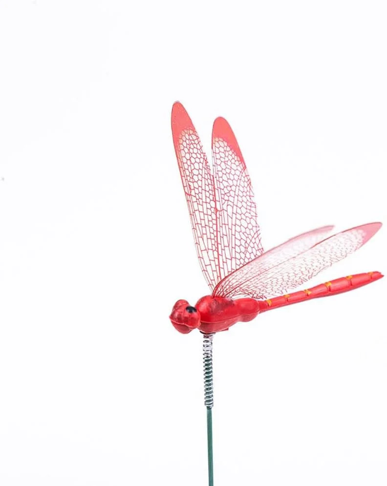 10PCS Metal Dragonfly Garden Stakes Colorful Plant Yard Decor Lawn Patio Art