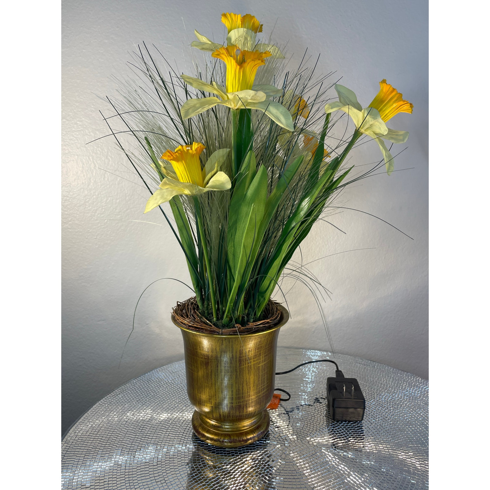 vintage optical fiber floral bouquet Yellow Daffodils