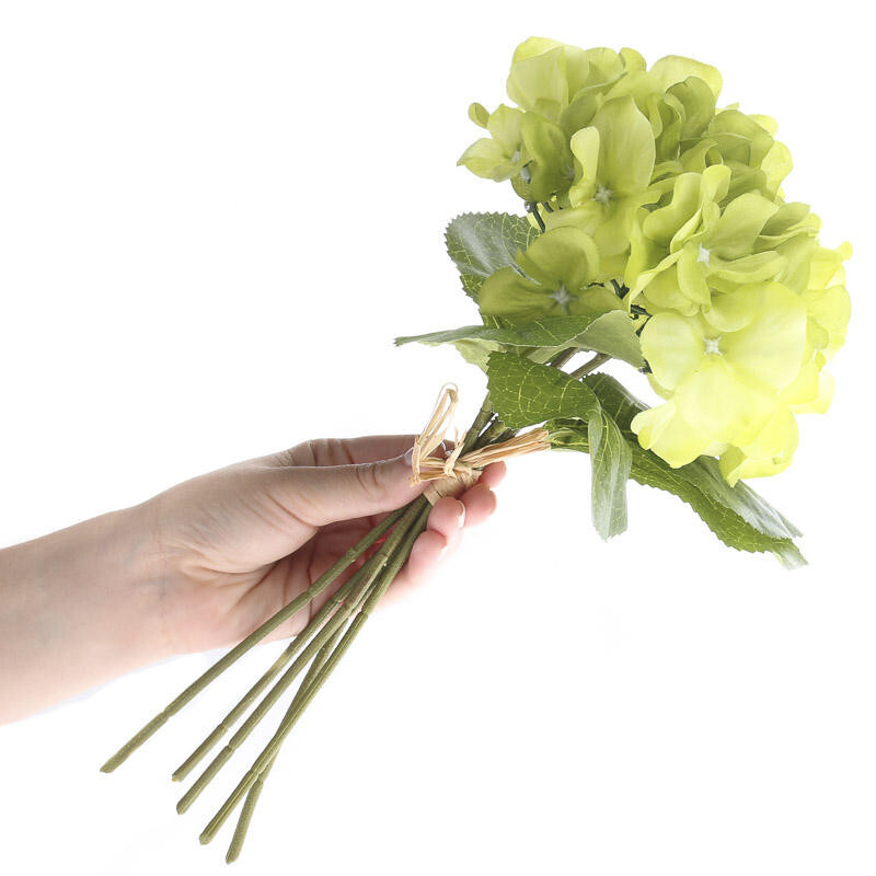 Set of 2 Soft Green 12-1/2″ Hydrangea Bundles with Leafy Accent