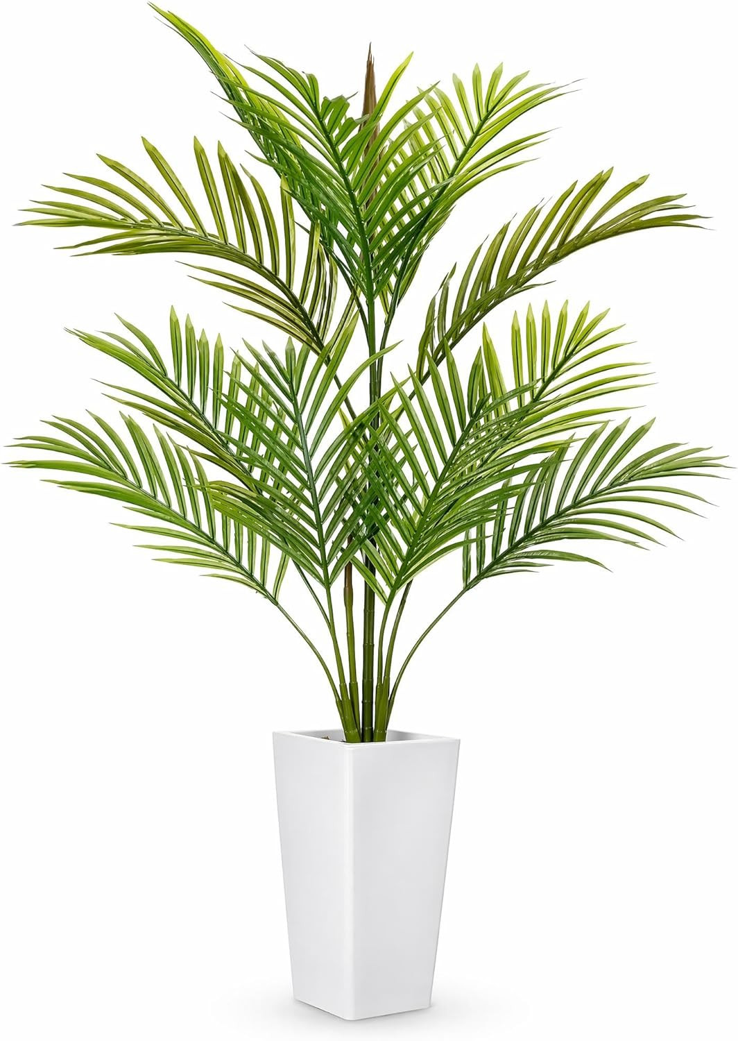 4.5FT Artificial Palm Tree, Tall Faux Plants Indoor Tropical Areca with White Pl